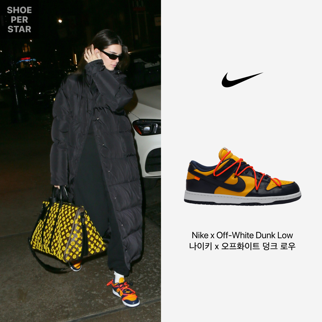 Nike x Off-White Dunk Low University Gold Midnight Navy 착용 스타일 - 1