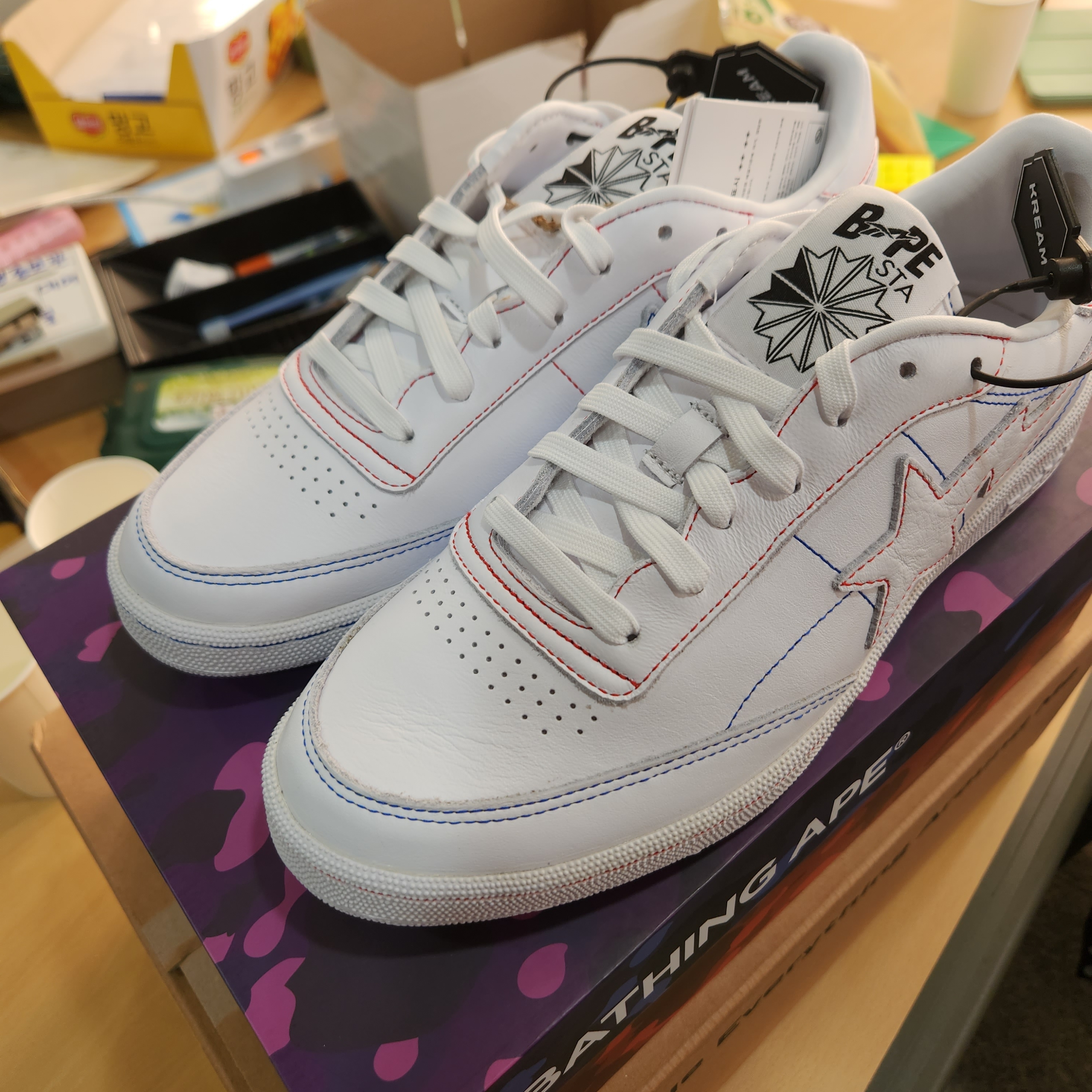 Reebok x BAPE Club C 85 White Contrast Stitch 착용 스타일 - 3