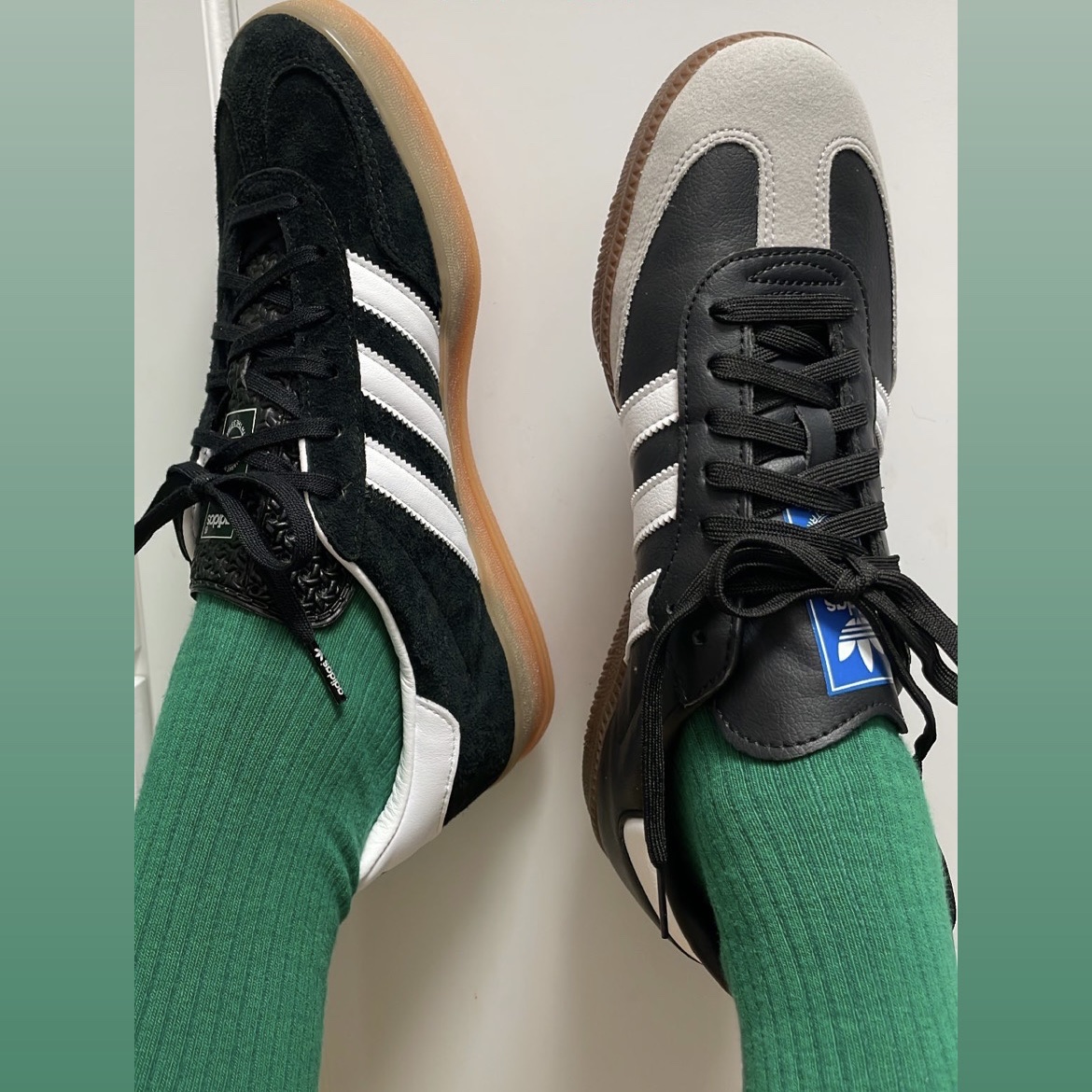 Adidas Samba Vegan Black White, Adidas Gazelle Indoor Core Black 착용 스타일