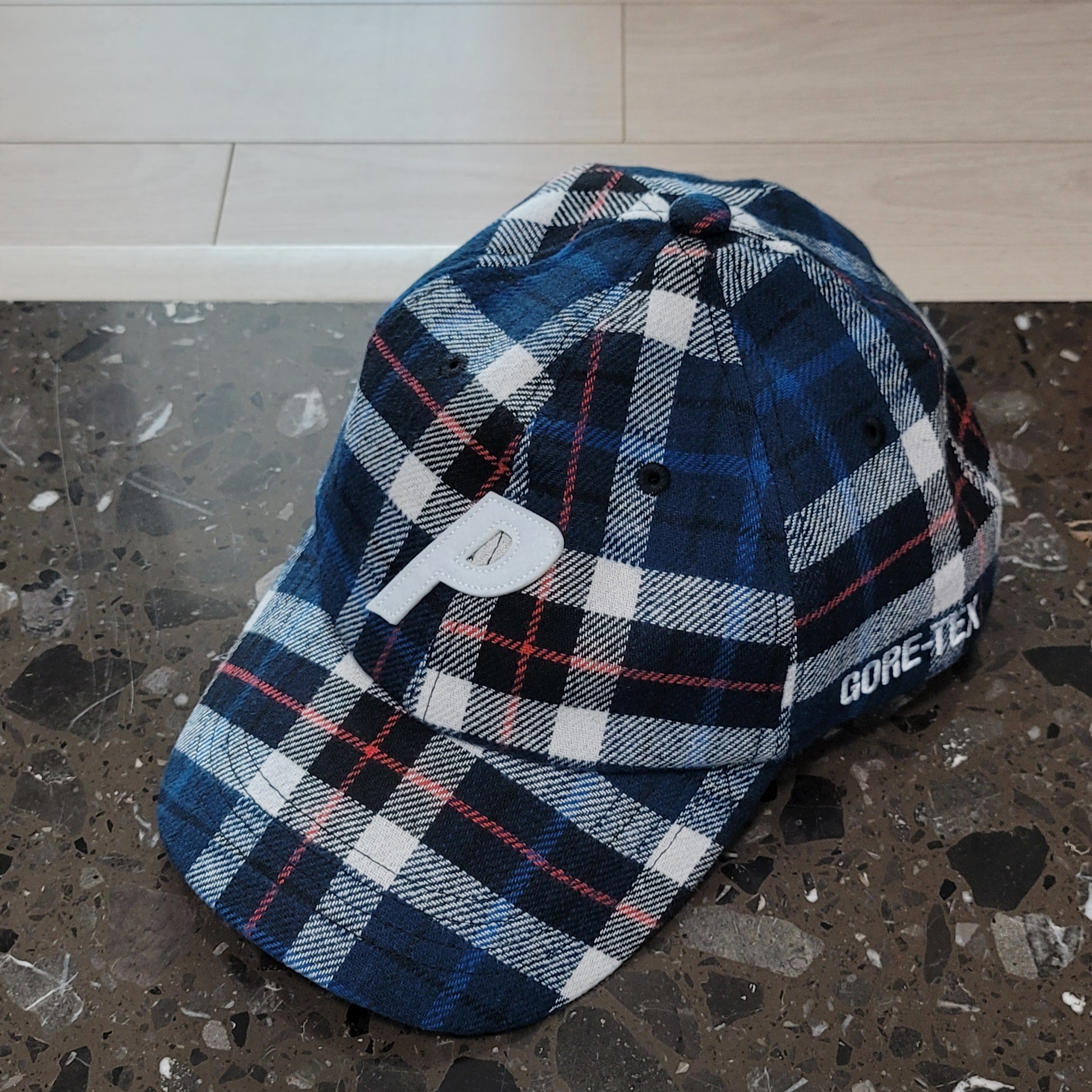 Palace Gore-Tex Plaid P 6-Panel Navy Check - 22FW 착용 스타일