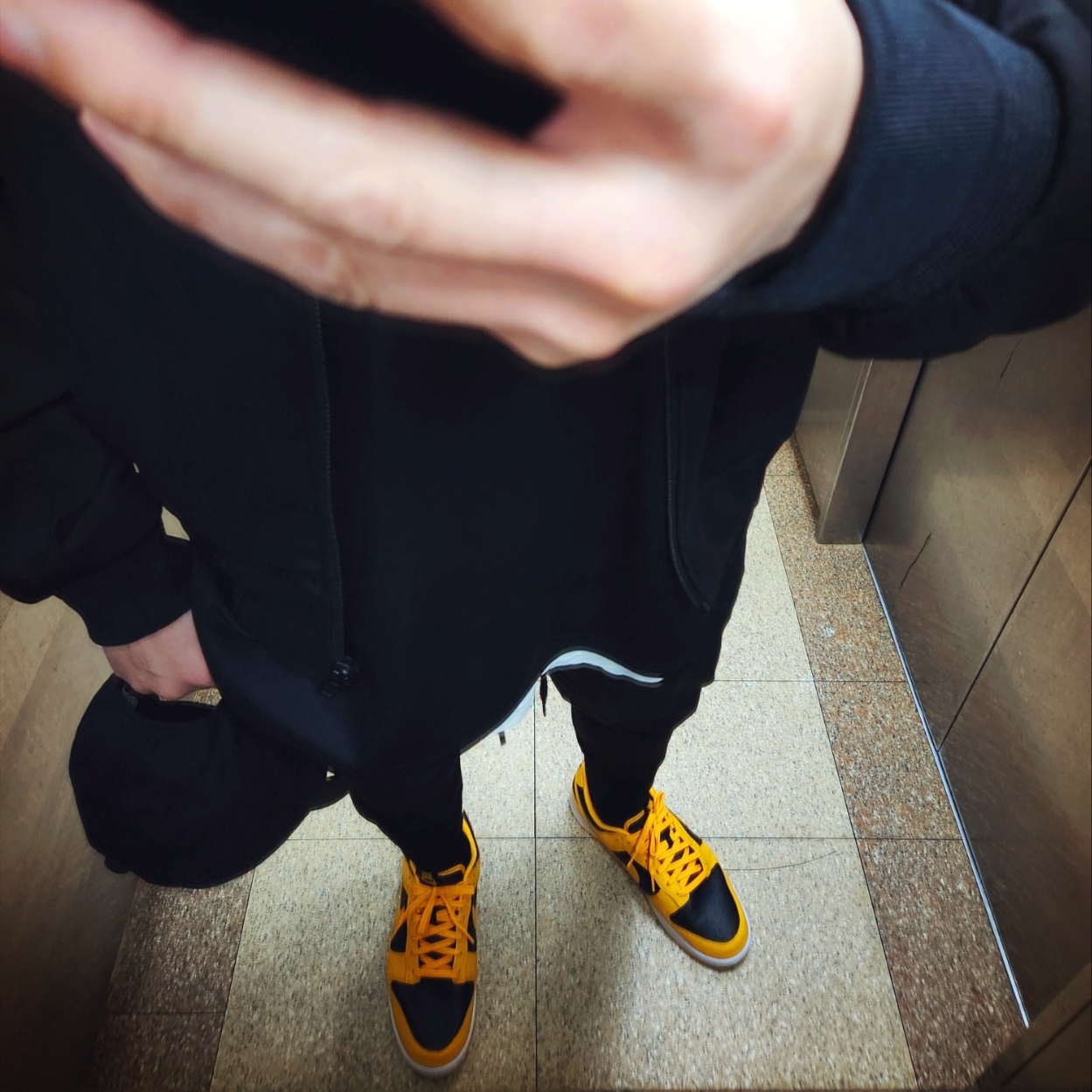 Nike Dunk Low Retro Championship Goldenrod 착용 스타일 - 1