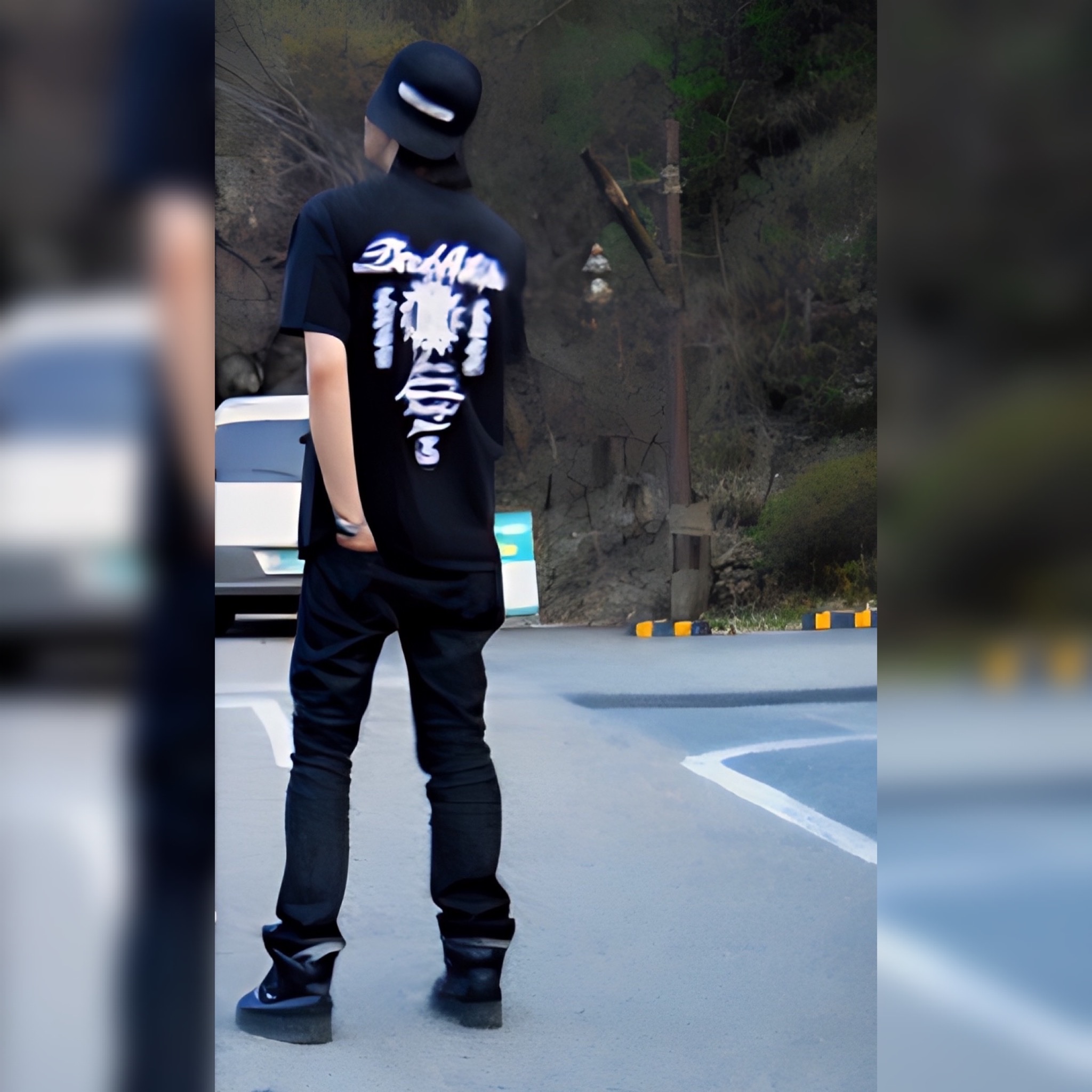 Stussy World Tour T-Shirt Black, Nike Air Force 1 High Lux '04 Black 착용 스타일