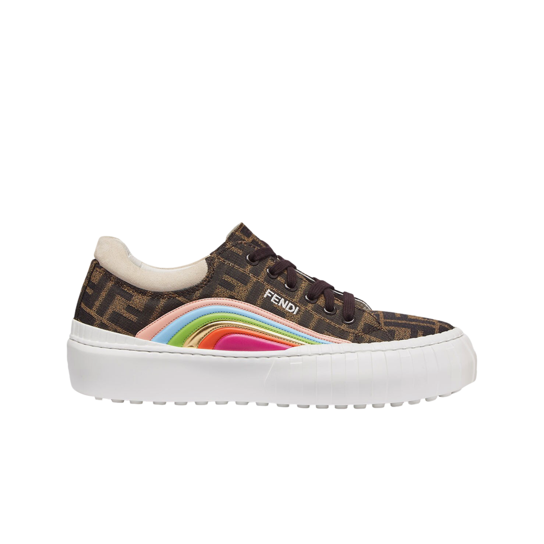(W) 펜디 포스 패브릭 로우탑 스니커즈 브라운((W) Fendi Force Fabric Low Top Sneakers Brown) - 1