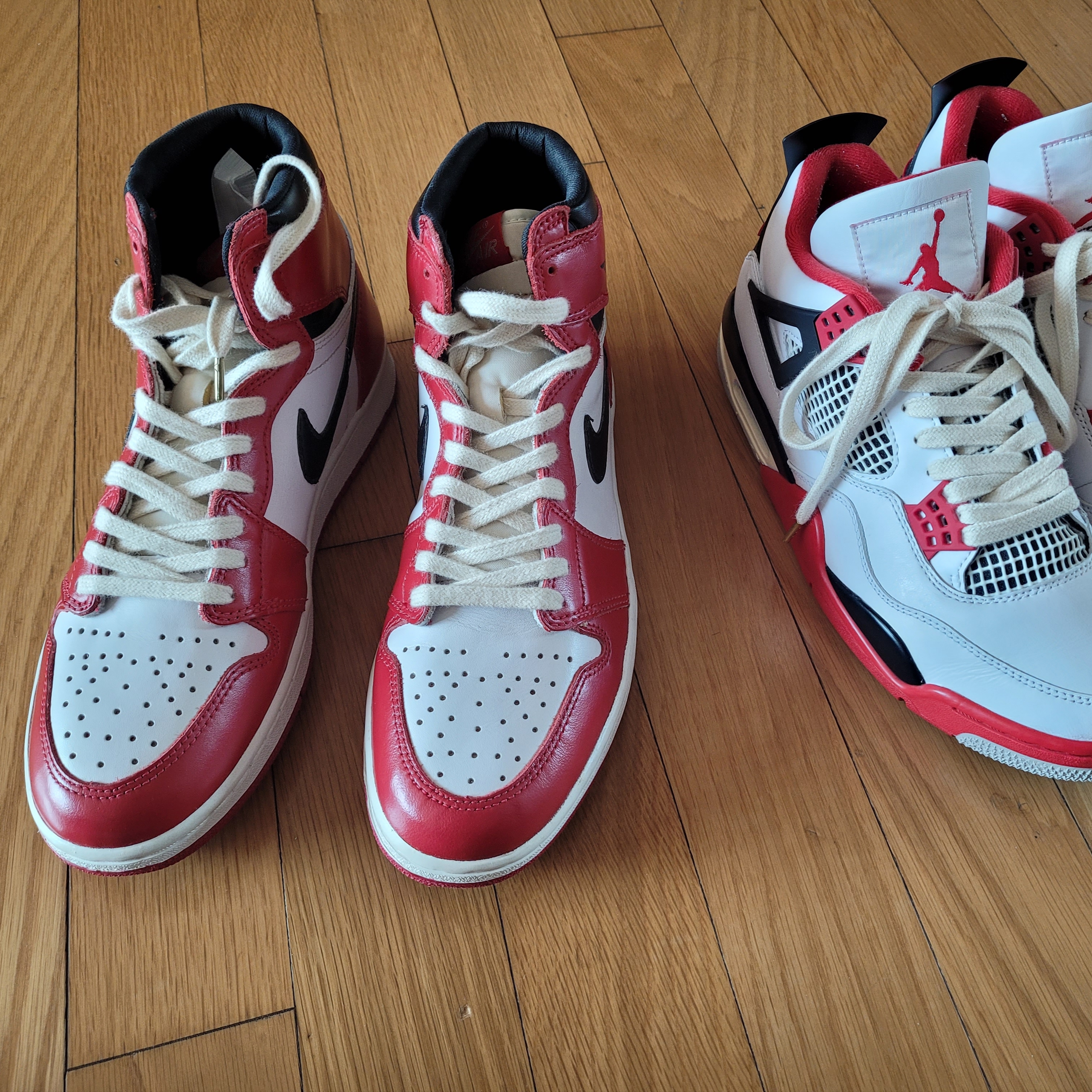 Jordan 1 Retro Chicago 1994, Jordan 4 Retro OG Fire Red 2020 μ°©μ© μ€νμΌ