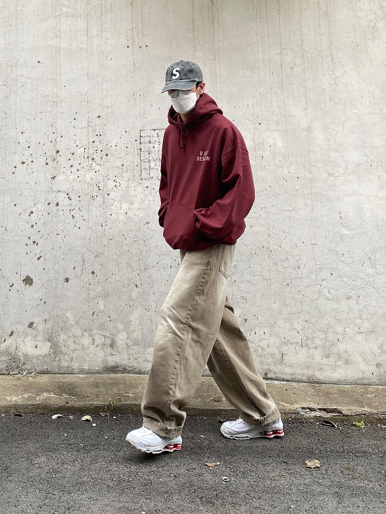 Nike x Supreme Shox Ride 2 SP White, Supreme Pigment Print S Logo 6-Panel Black - 20SS 착용 스타일 - 4
