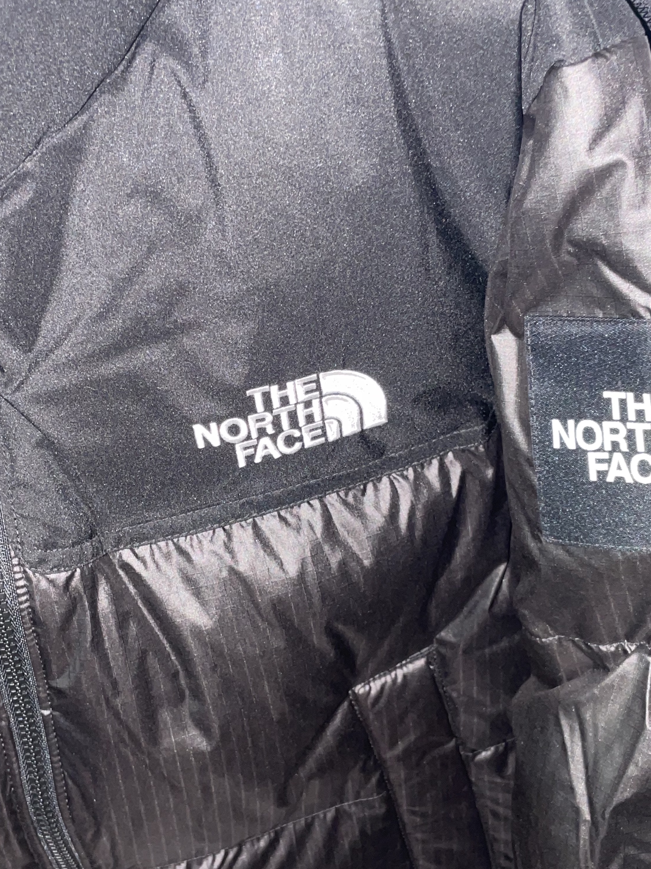 (W) The North Face White Label Novelty Nuptse Down Jacket Black 착용 스타일