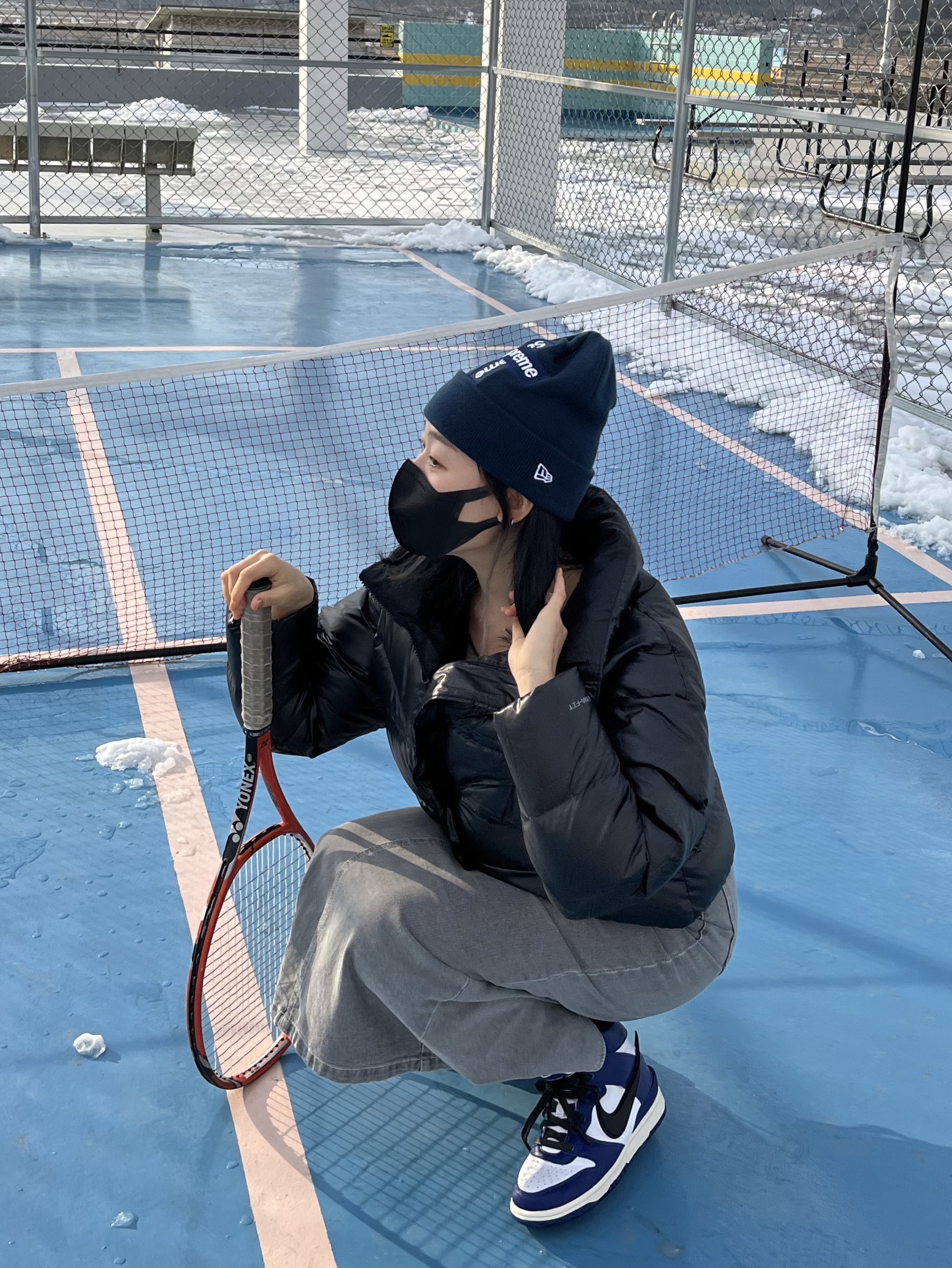 Nike x Ambush Dunk High Deep Royal Blue, Supreme New Era Cross Box Logo Beanie Navy - 20FW 착용 스타일