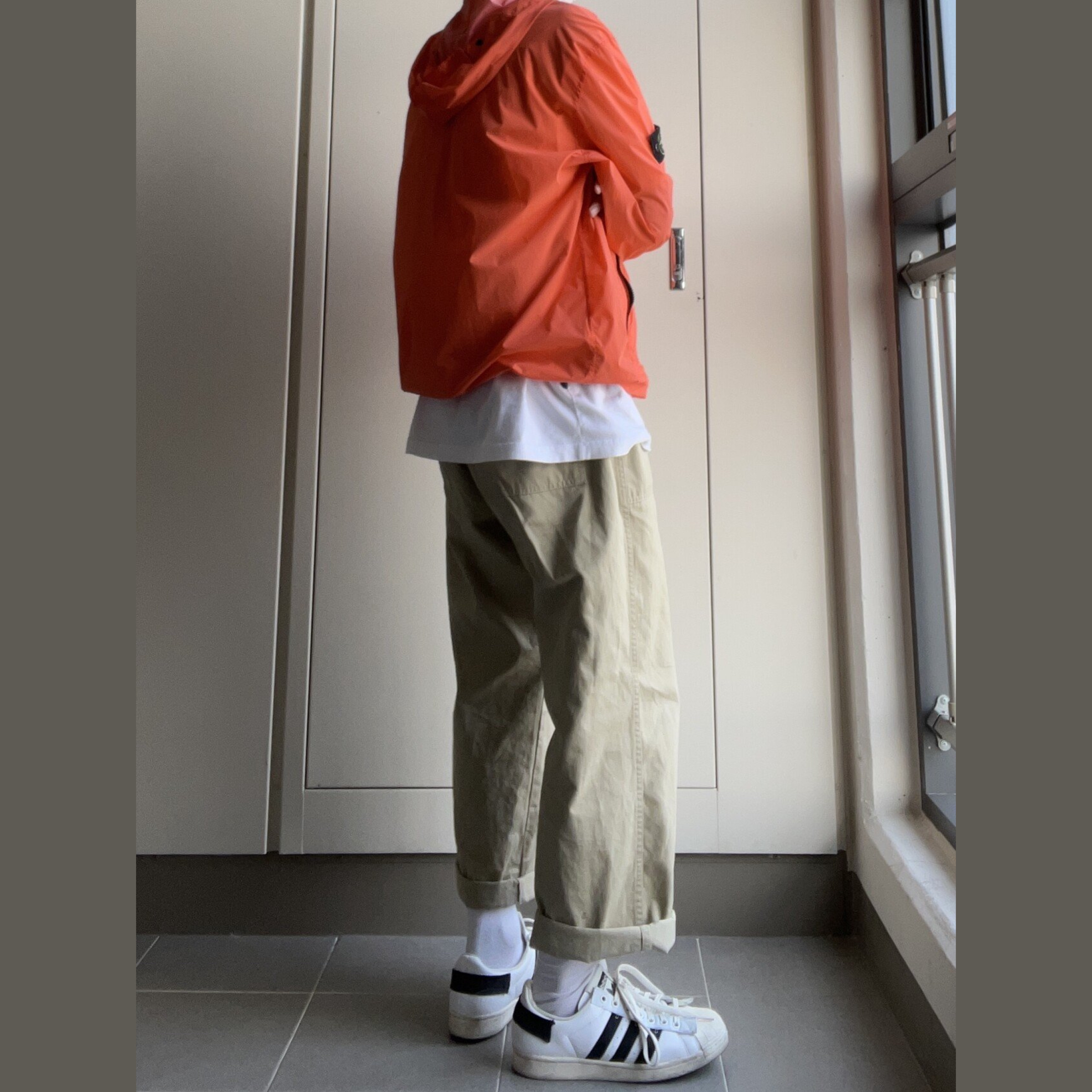 Adidas x Parley Superstar White, Stone Island 43831 Skin Touch Nylon TC Packable Jacket Black - 20SS 착용 스타일
