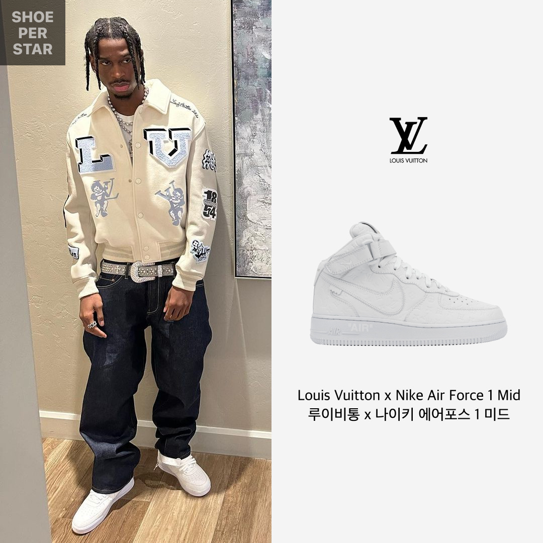 Louis Vuitton x Nike Air Force 1 Mid by Virgil Abloh White 착용 스타일 - 1