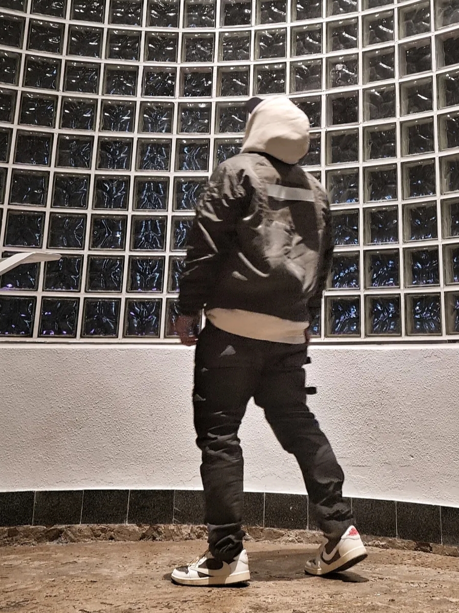 Darkr8m Studio Upside Down Silver Logo Cap, Nike NSW Punk Bomber Jacket - Asia 착용 스타일 - 3