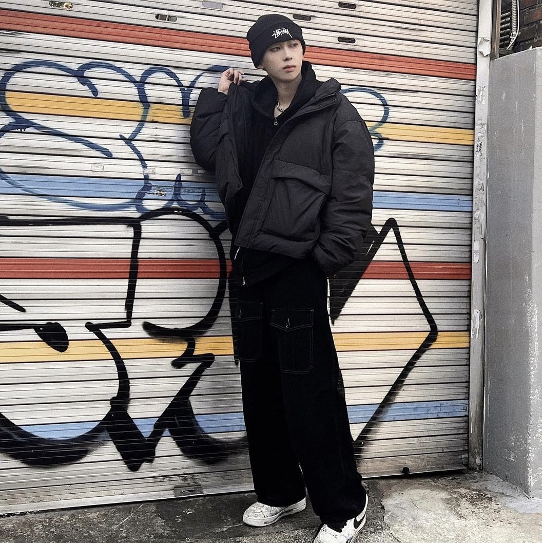 Nike x Peaceminusone Air Force 1 Low Para-Noise 2.0, Nike x Stussy Cuff Beanie Black 착용 스타일