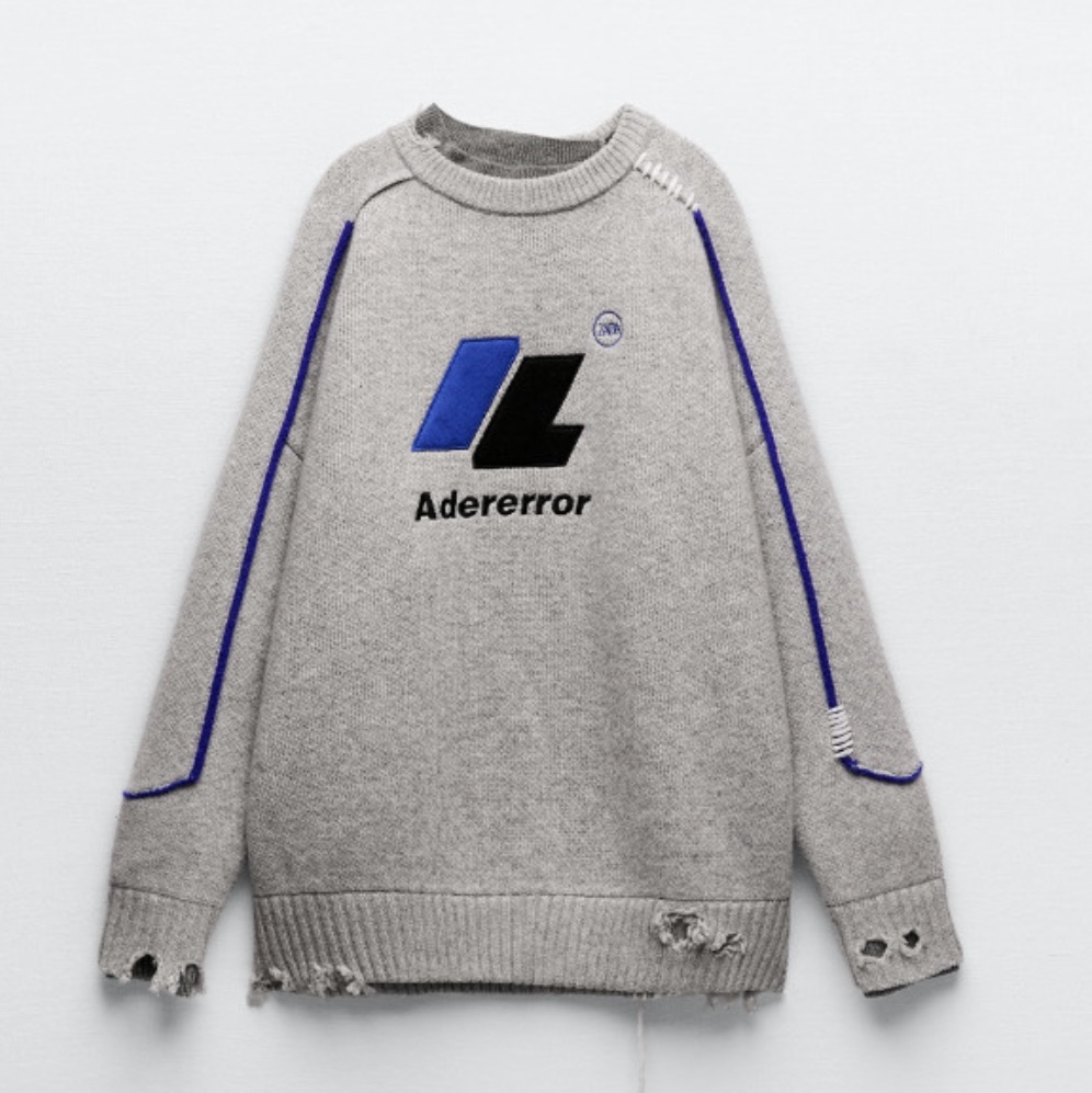 Zara x Ader Error Oversize Sweater Grey 착용 스타일