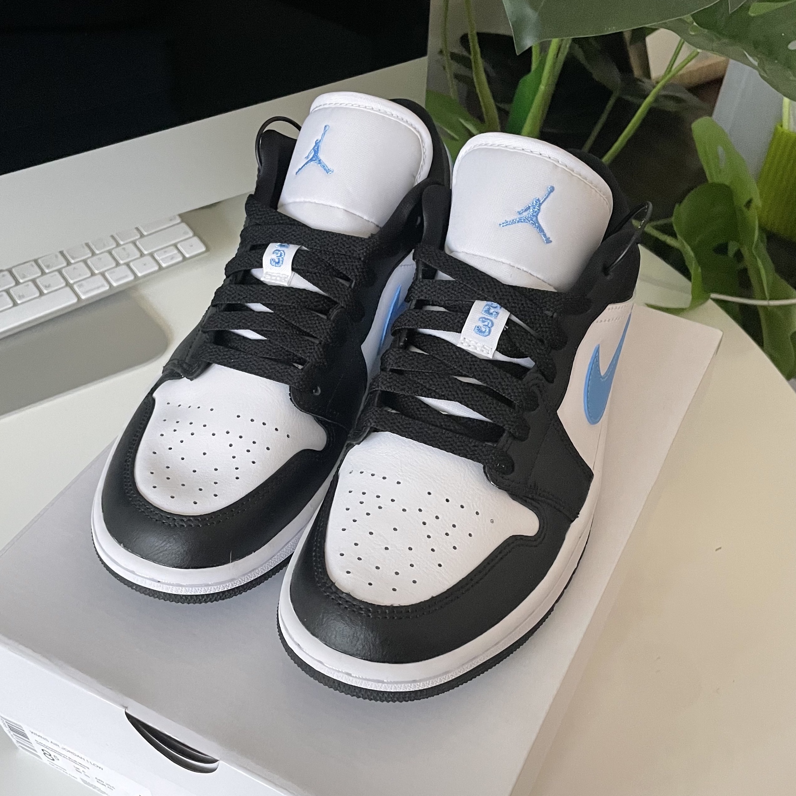 (W) Jordan 1 Low Black University Blue 착용 스타일 - 2