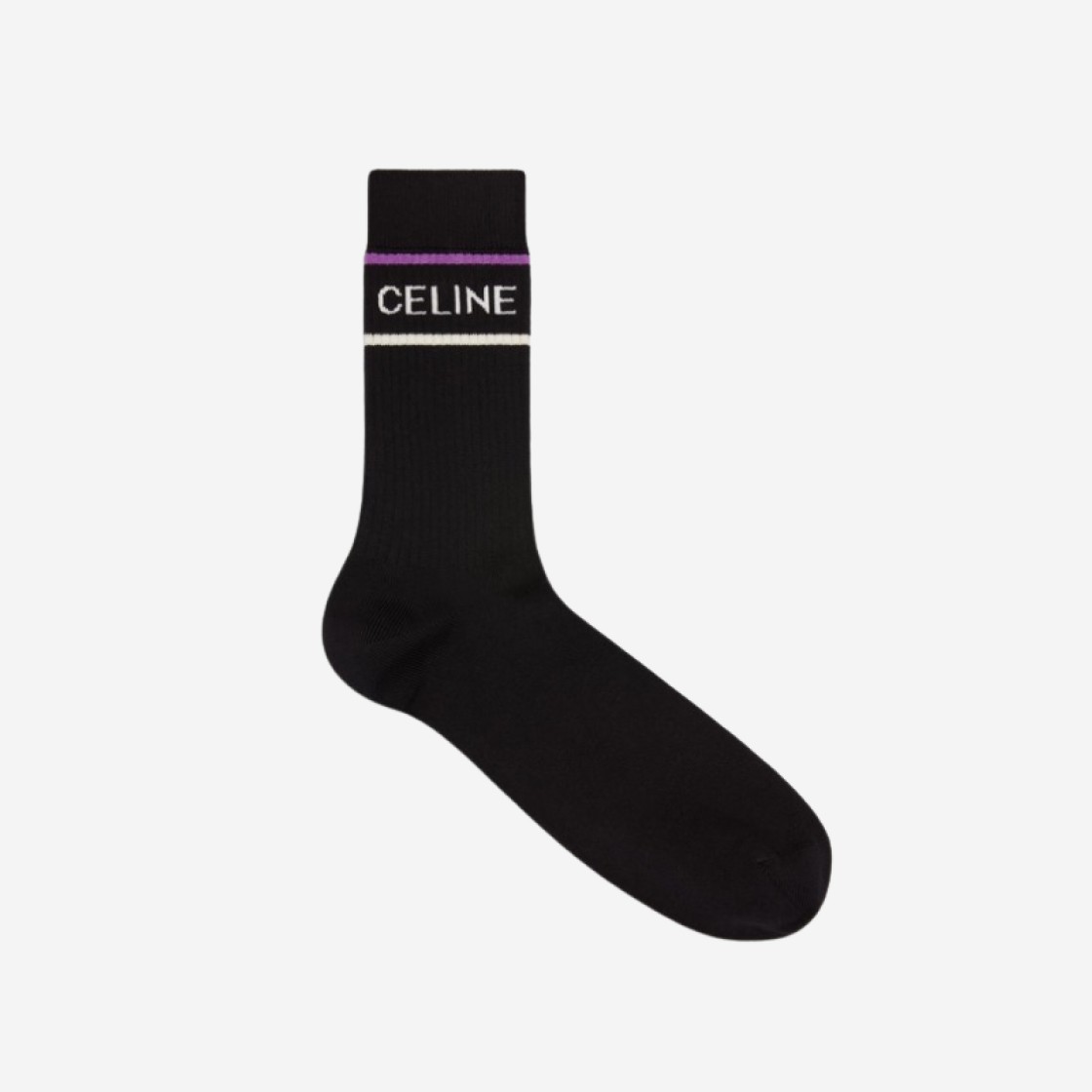 Celine Socks In Striped Cotton Black Purple 상세 이미지 1