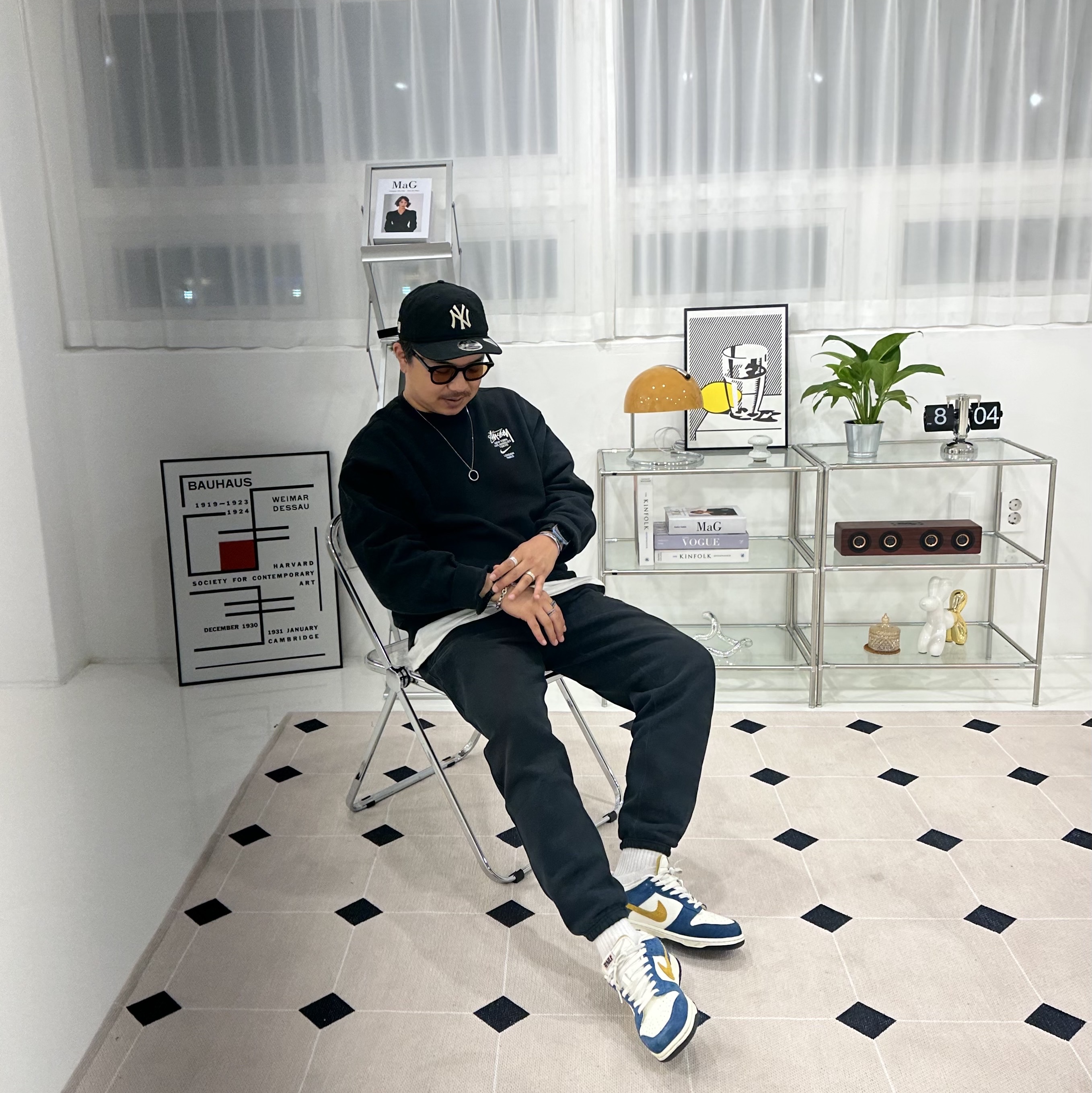 Nike x Stussy NRG ZR Fleece Crewneck Black - US/EU, Nike x Stussy NRG ZR Fleece Pants Black - Asia 착용 스타일