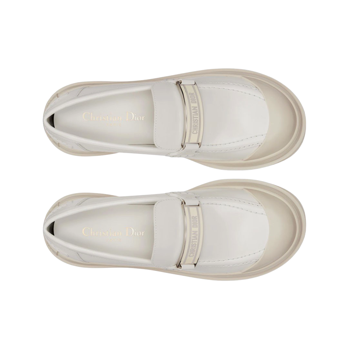 (W) 디올 코드 로퍼 브러쉬드 카프스킨 화이트((W) Dior Code Loafers Brushed Calfskin White) - 2