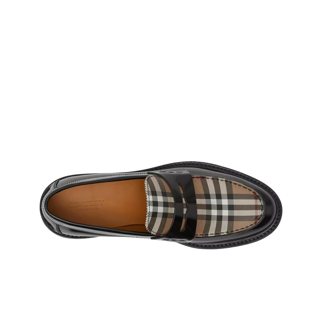 버버리 빈티지 체크 패널 레더 페니 로퍼 블랙(Burberry Vintage Check Panel Leather Penny Loafers Black) - 2