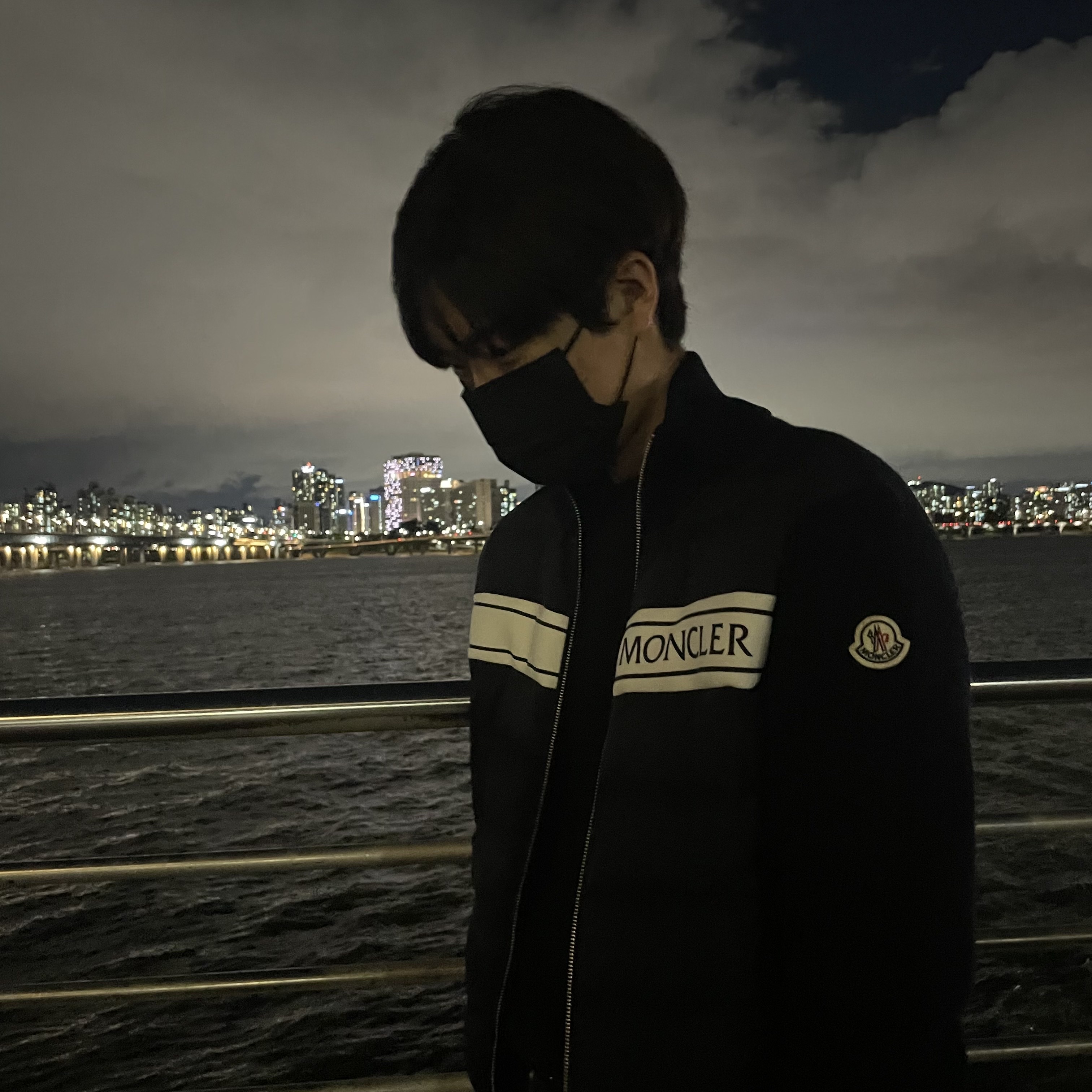 Moncler Zip-Up Pedded Cardigan Navy Blue - 22FW 착용 스타일 - 1