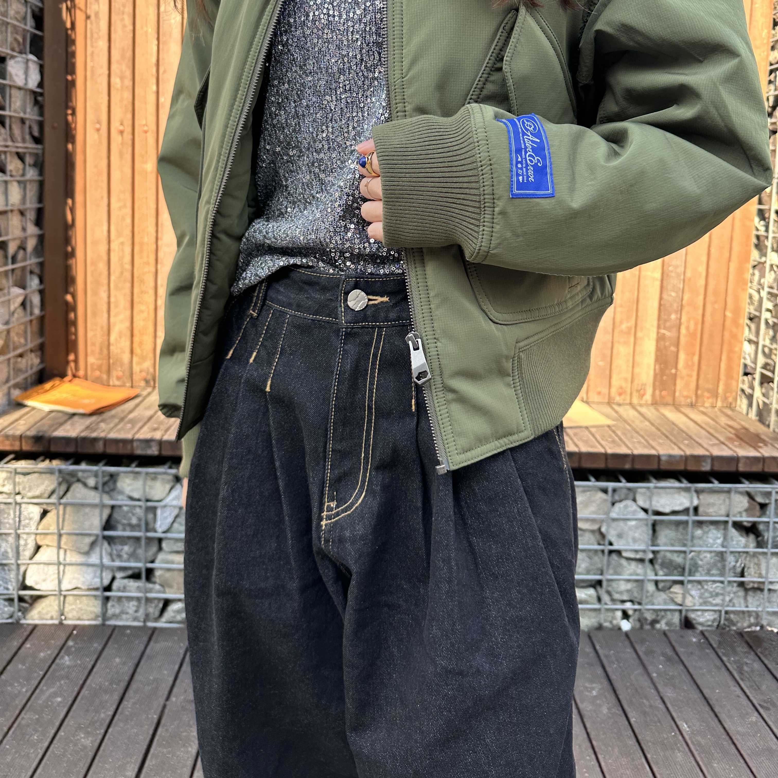 Ader Error Mod Jeans Noir 착용 스타일 - 1