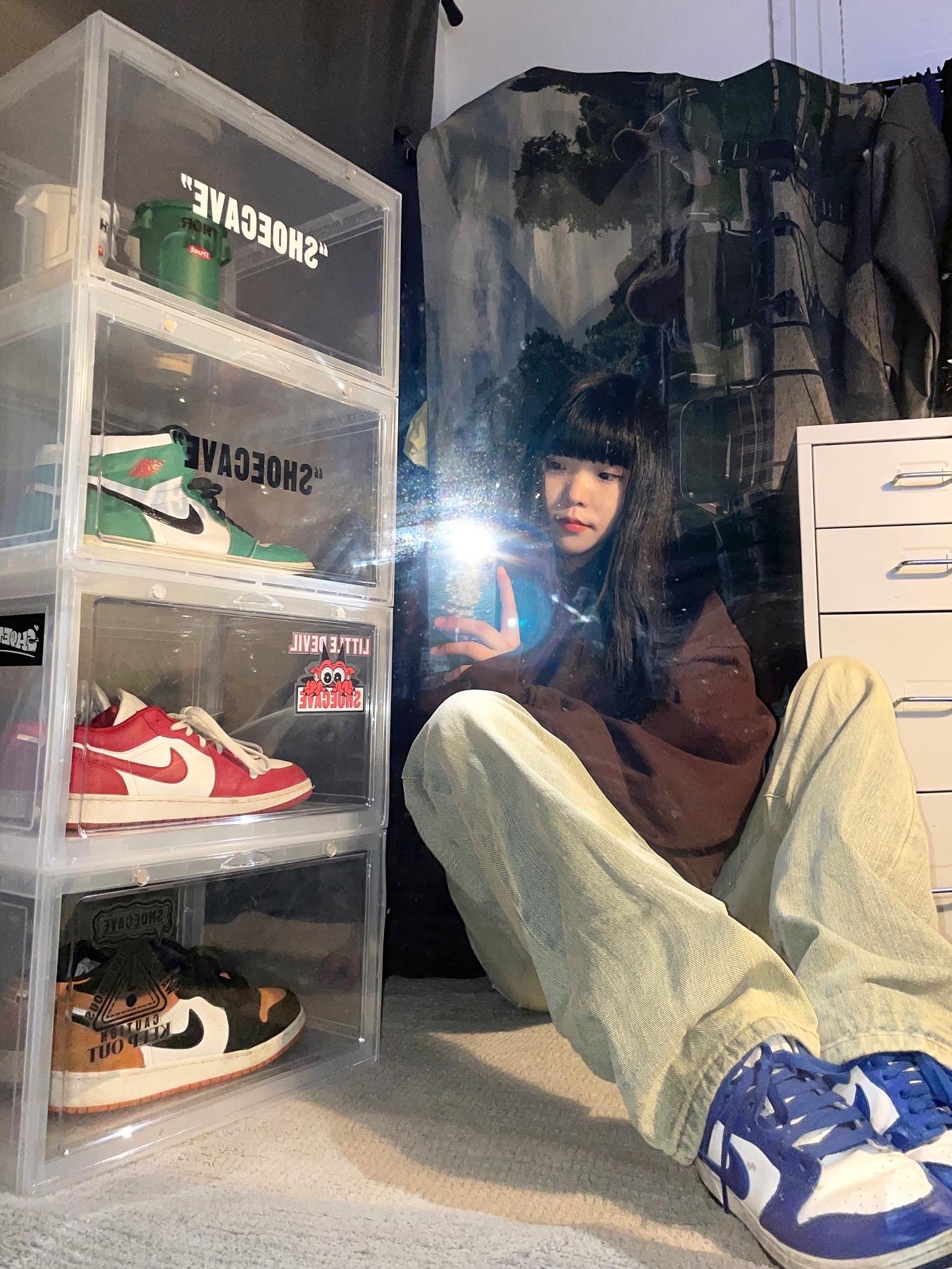 (W) Jordan 1 Retro High OG Lucky Green, Jordan 1 Low Gym Red White 착용 스타일 - 3