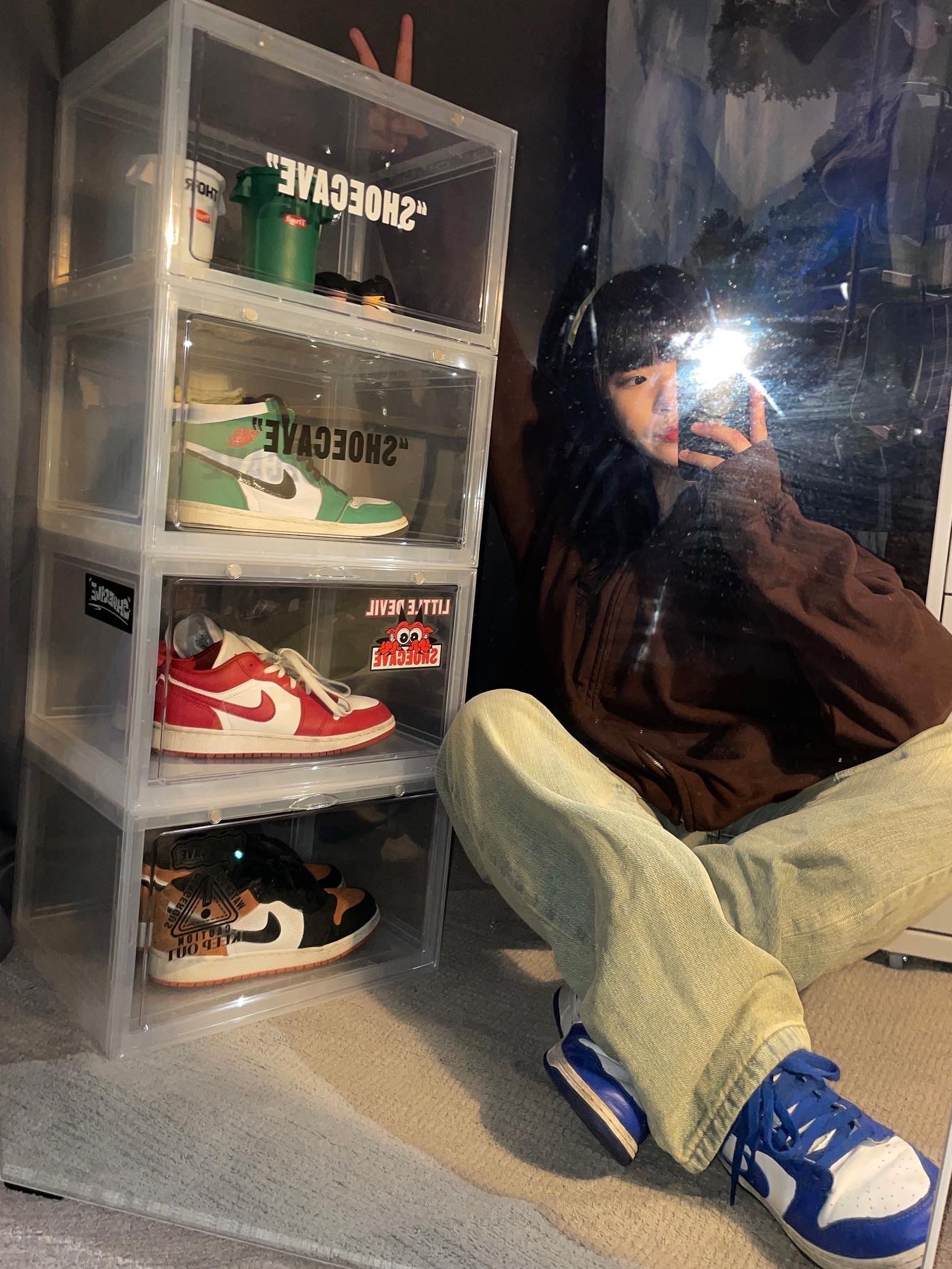 (W) Jordan 1 Retro High OG Lucky Green, Jordan 1 Low Gym Red White 착용 스타일 - 1
