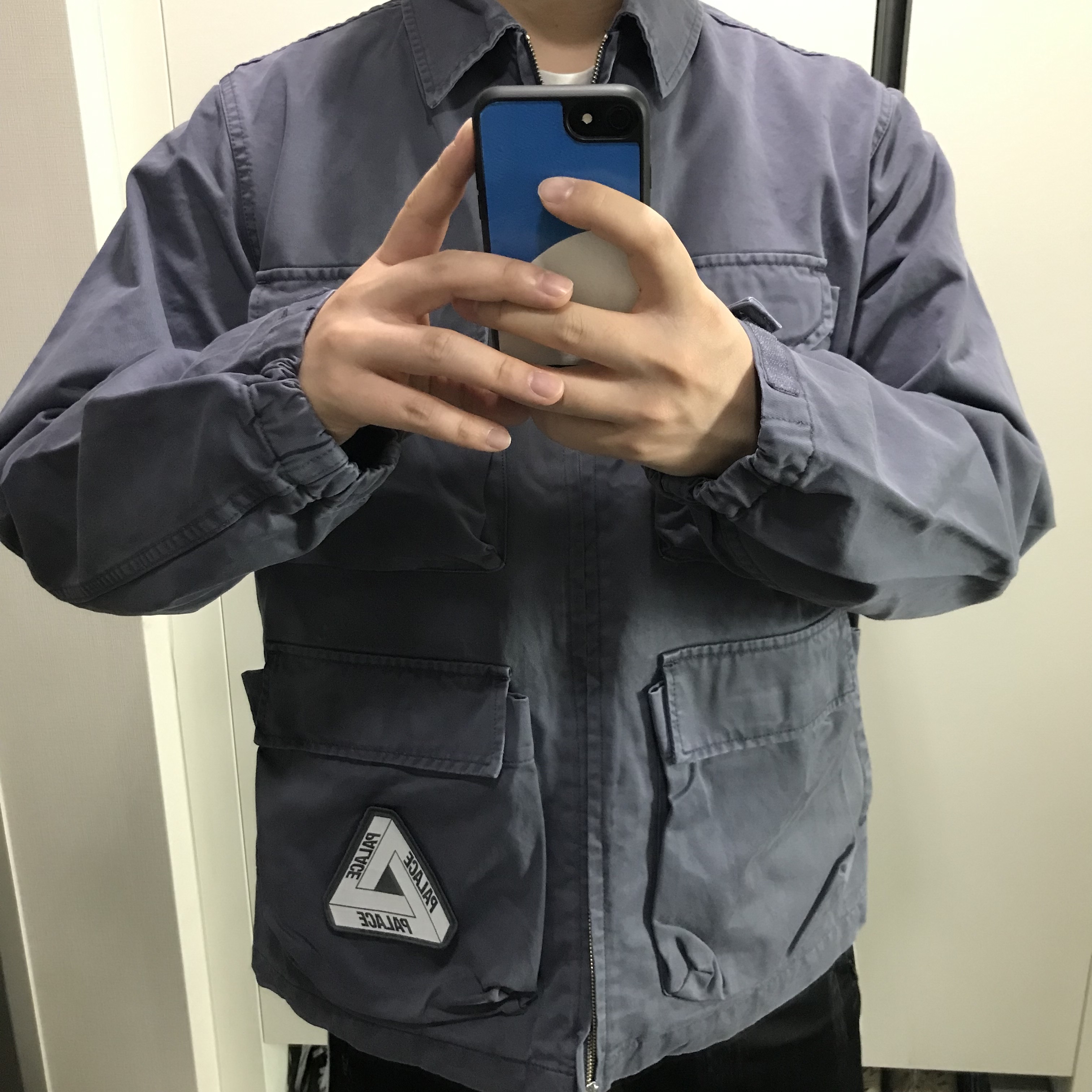 Palace Garment Dyed Jacket Grey - 22FW 착용 스타일