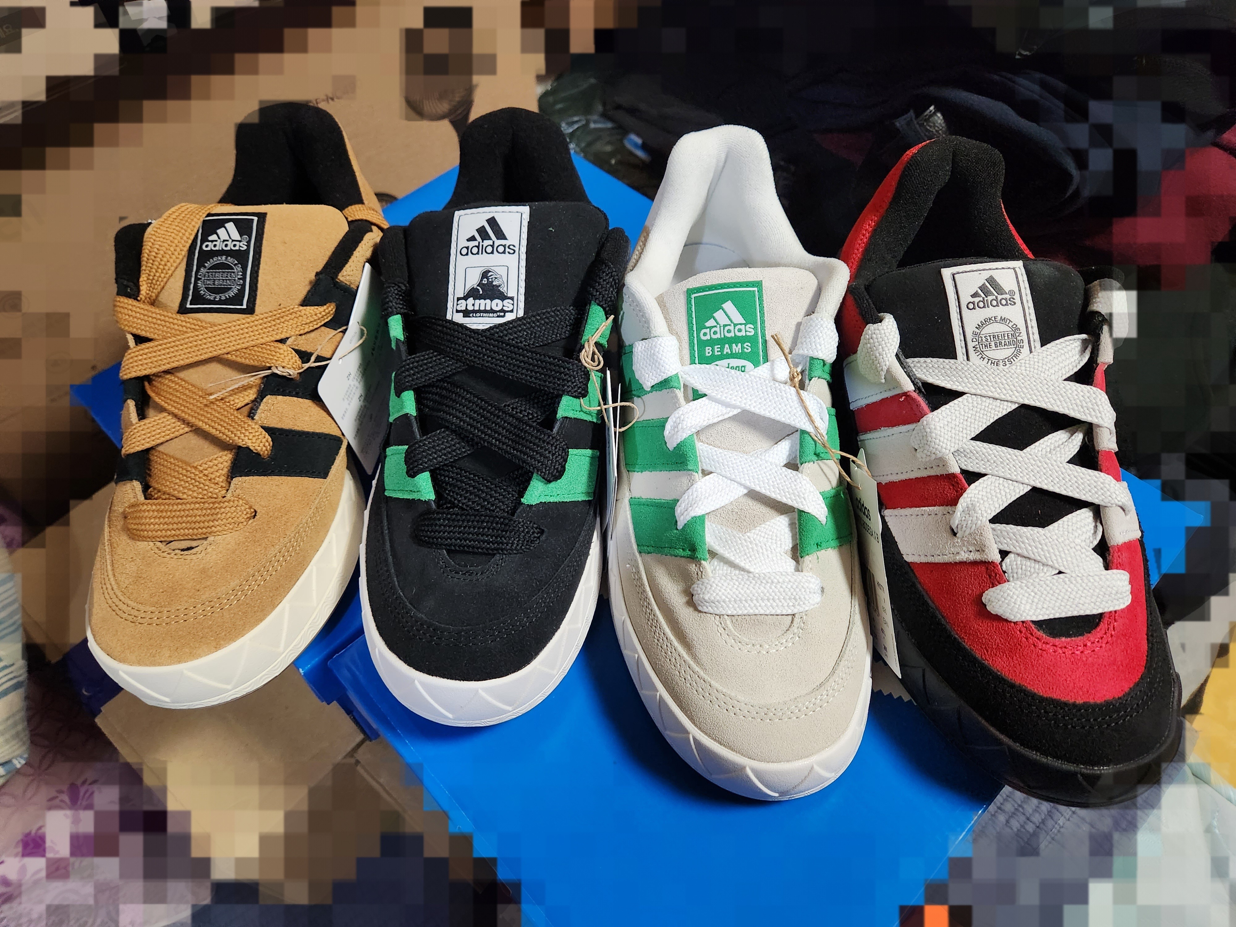 Adidas Adimatic Power Red, Adidas x Bodega x Beams Adimatic Off White Green 착용 스타일