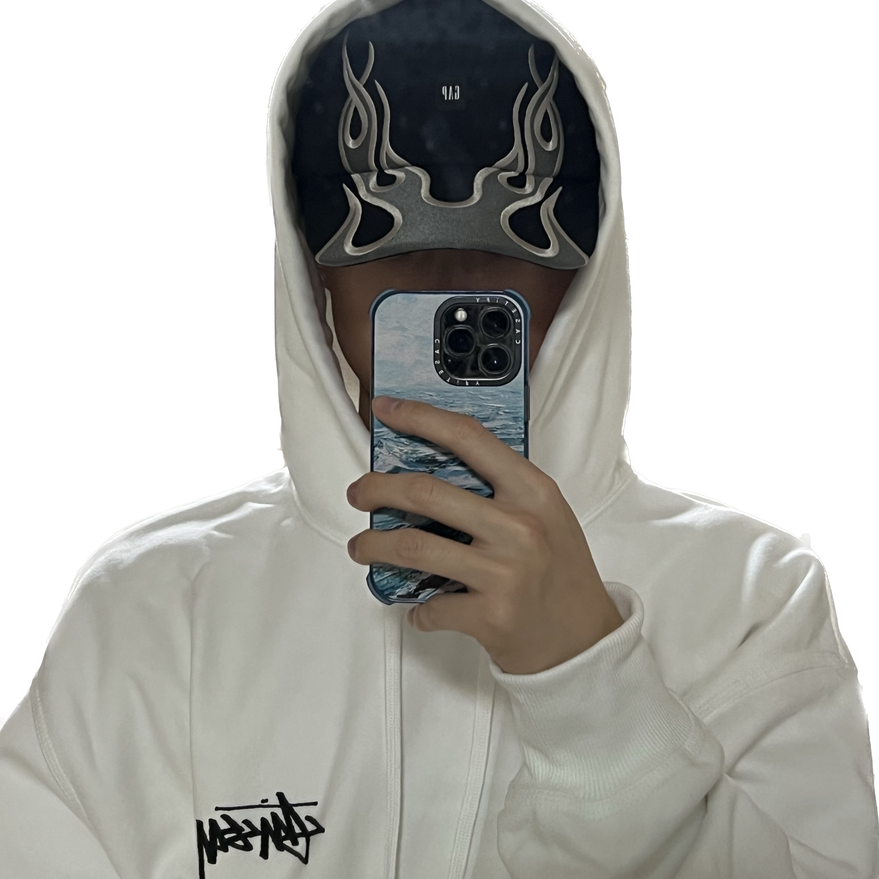 Yeezy Gap Engineered By Balenciaga Flame Cap Black, Stussy 8 Ball Fade Hoodie White 착용 스타일