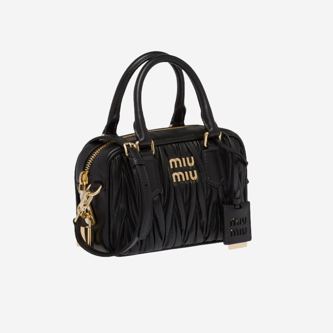 Miu Miu Matelasse Nappa Leather Top Handle Bag Black 상세 이미지 2