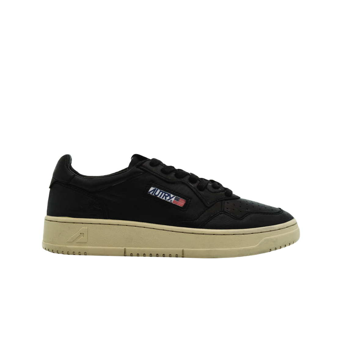 (W) 오트리 메달리스트 로우 고트스킨 스니커즈 블랙((W) Autry Medalist Low Goatskin Sneakers Black)