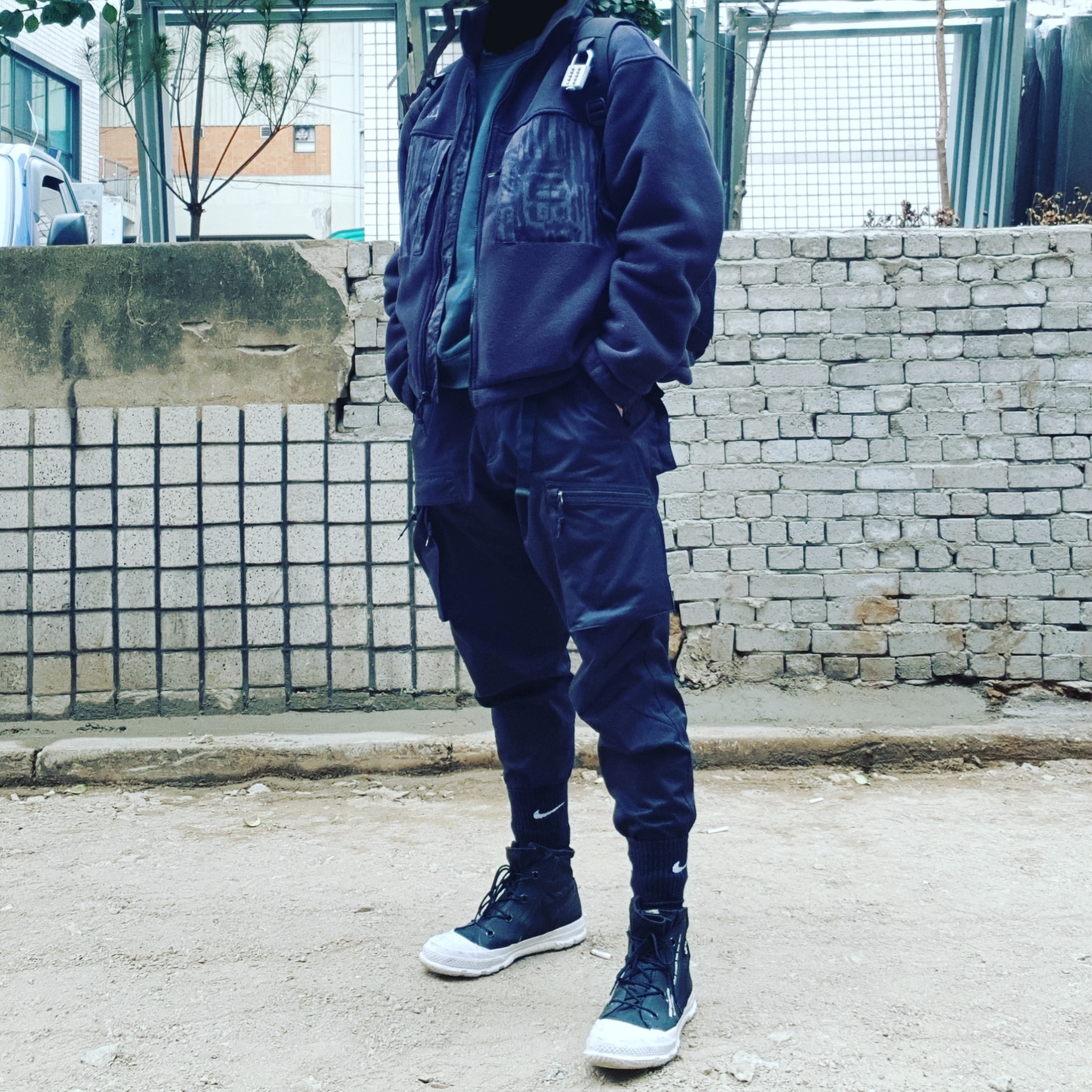 Nike ACG Microfleece Jacket Black - Asia, Nike ACG Woven Cargo Pants Black - Asia 착용 스타일