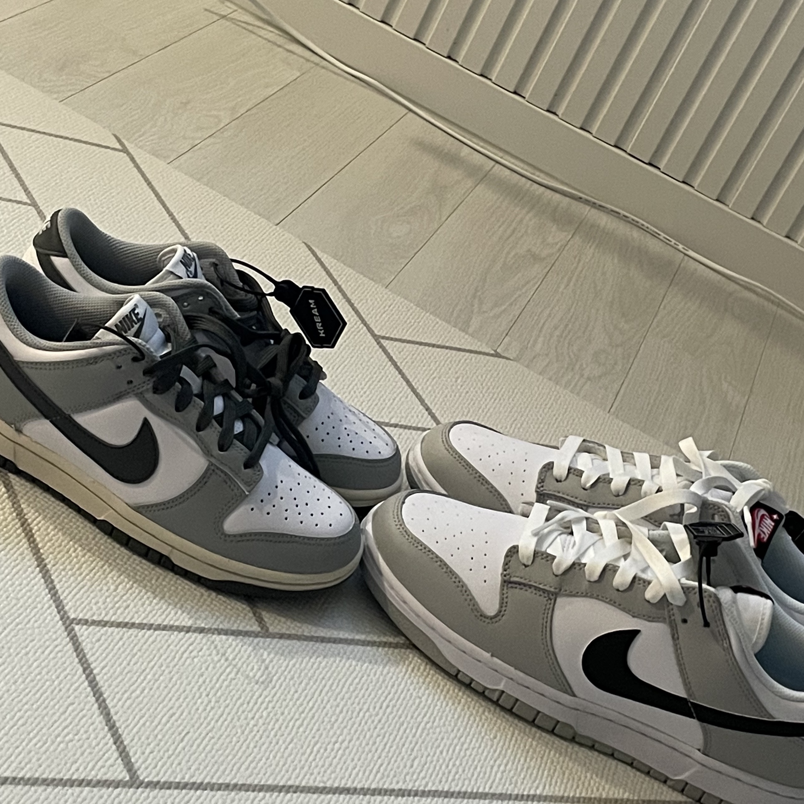 (W) Nike Dunk Low Light Smoke Grey, Nike Dunk Low Retro SE Jackpot Grey Fog 착용 스타일
