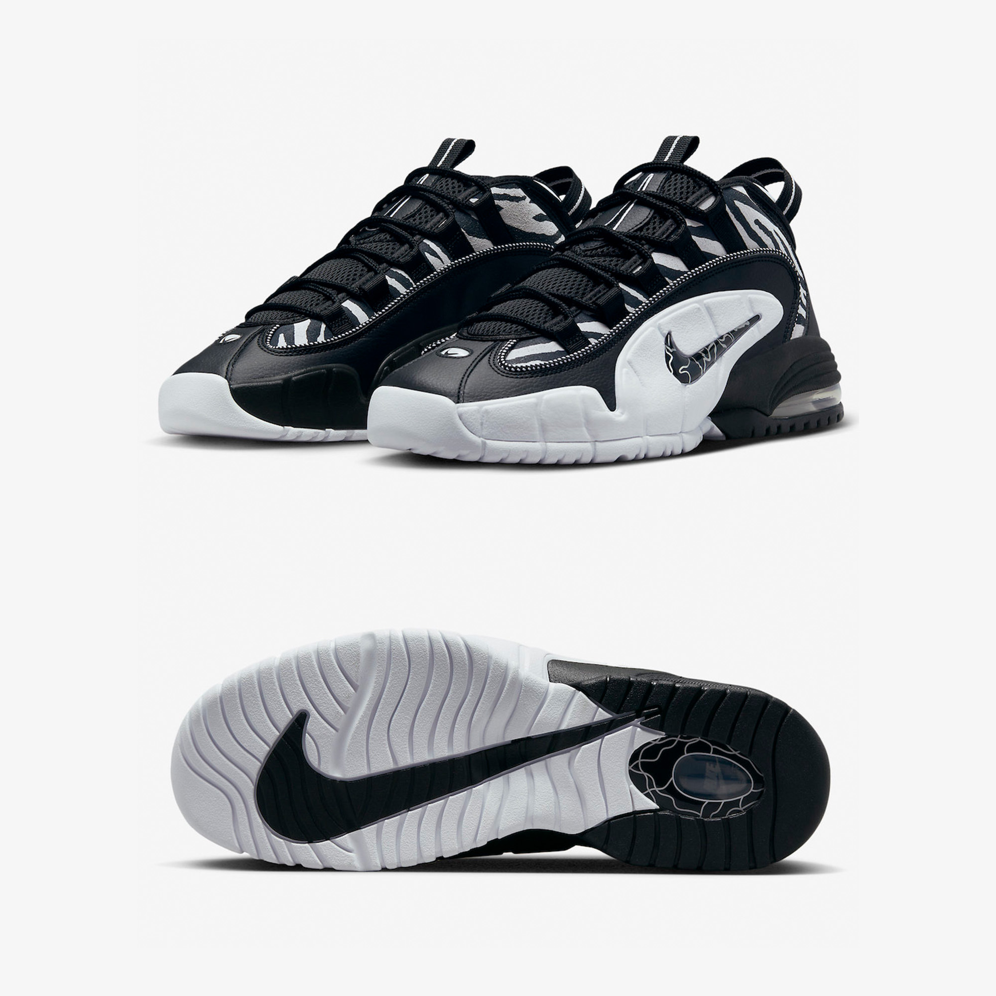 Nike Air Max Penny Black and Metallic Silver, Nike Air Max Penny 1 Home 착용 스타일 - 2