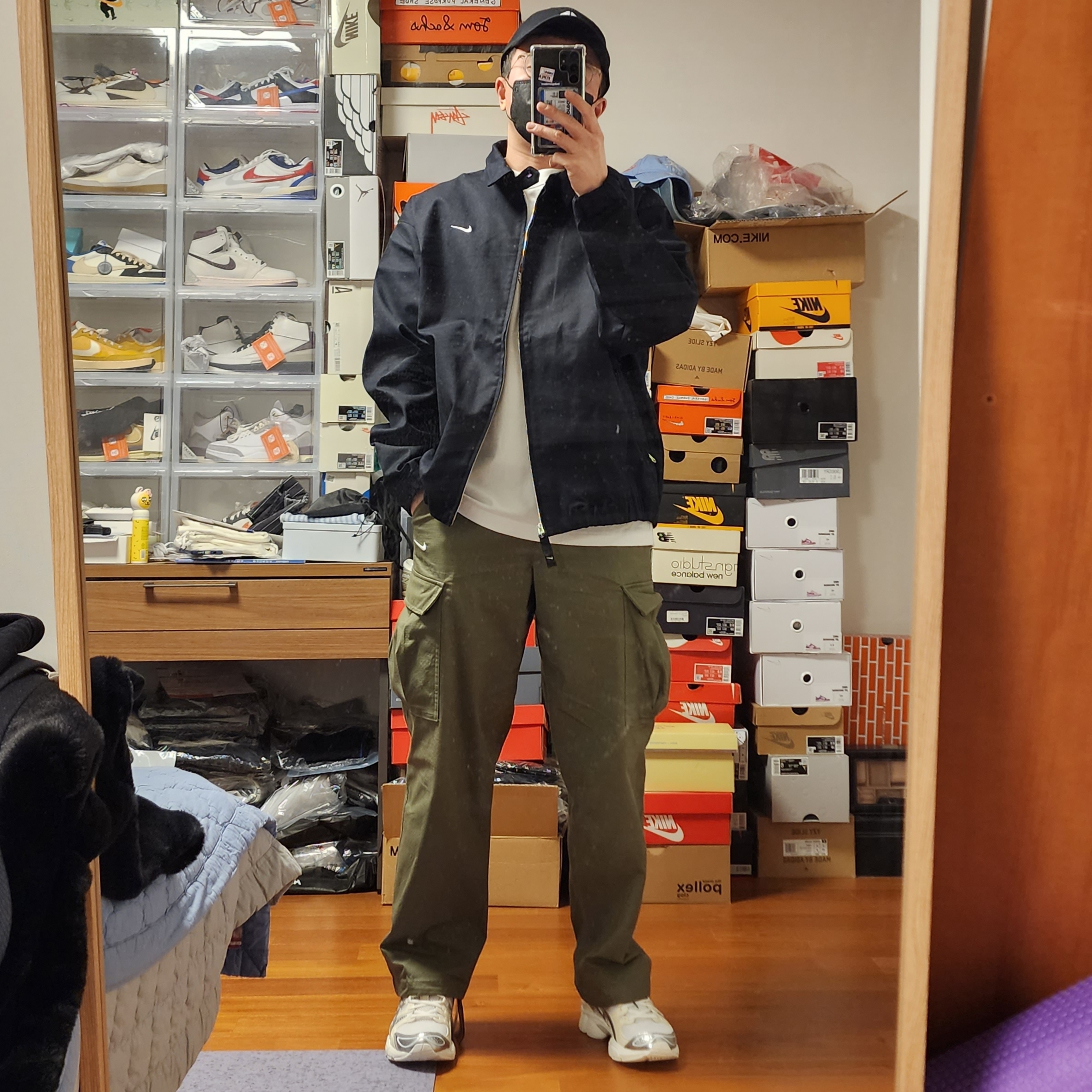 Supreme x Nike ACG Denim 6-Panel Black - 22FW, Asics x Wind and Sea Gel-Nimbus 9 White Pure Silver 착용 스타일 - 2