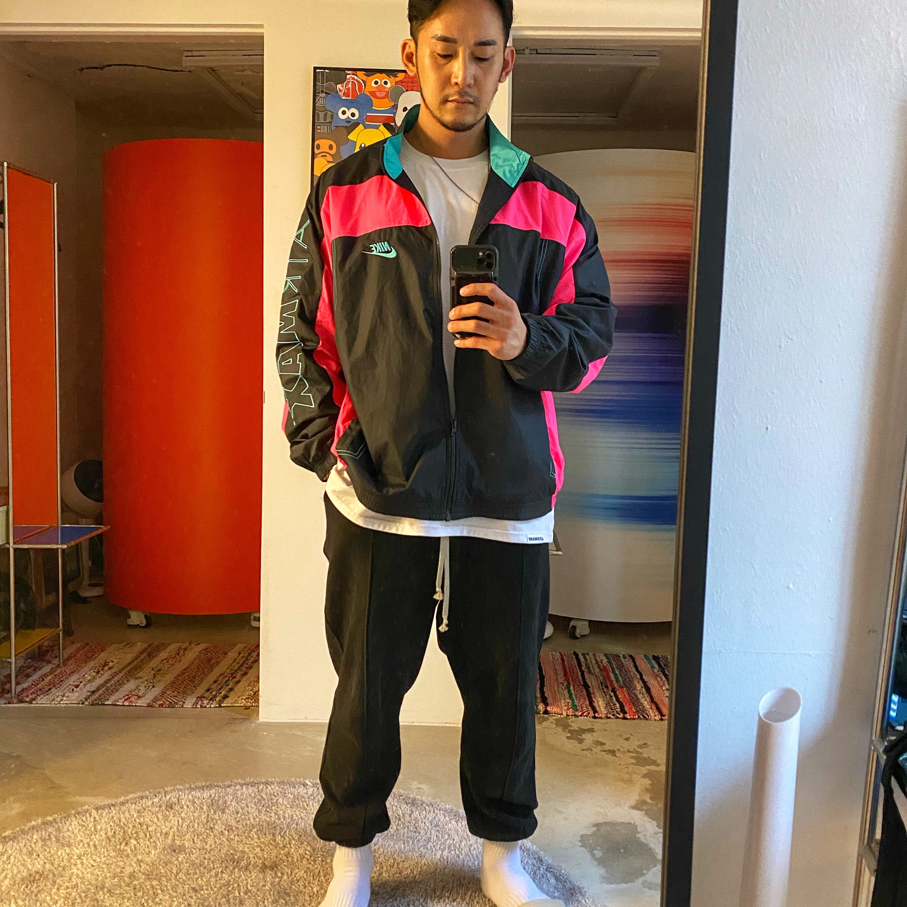 Nike x Atmos NRG Vintage PTHWK Track Jacket Black 착용 스타일