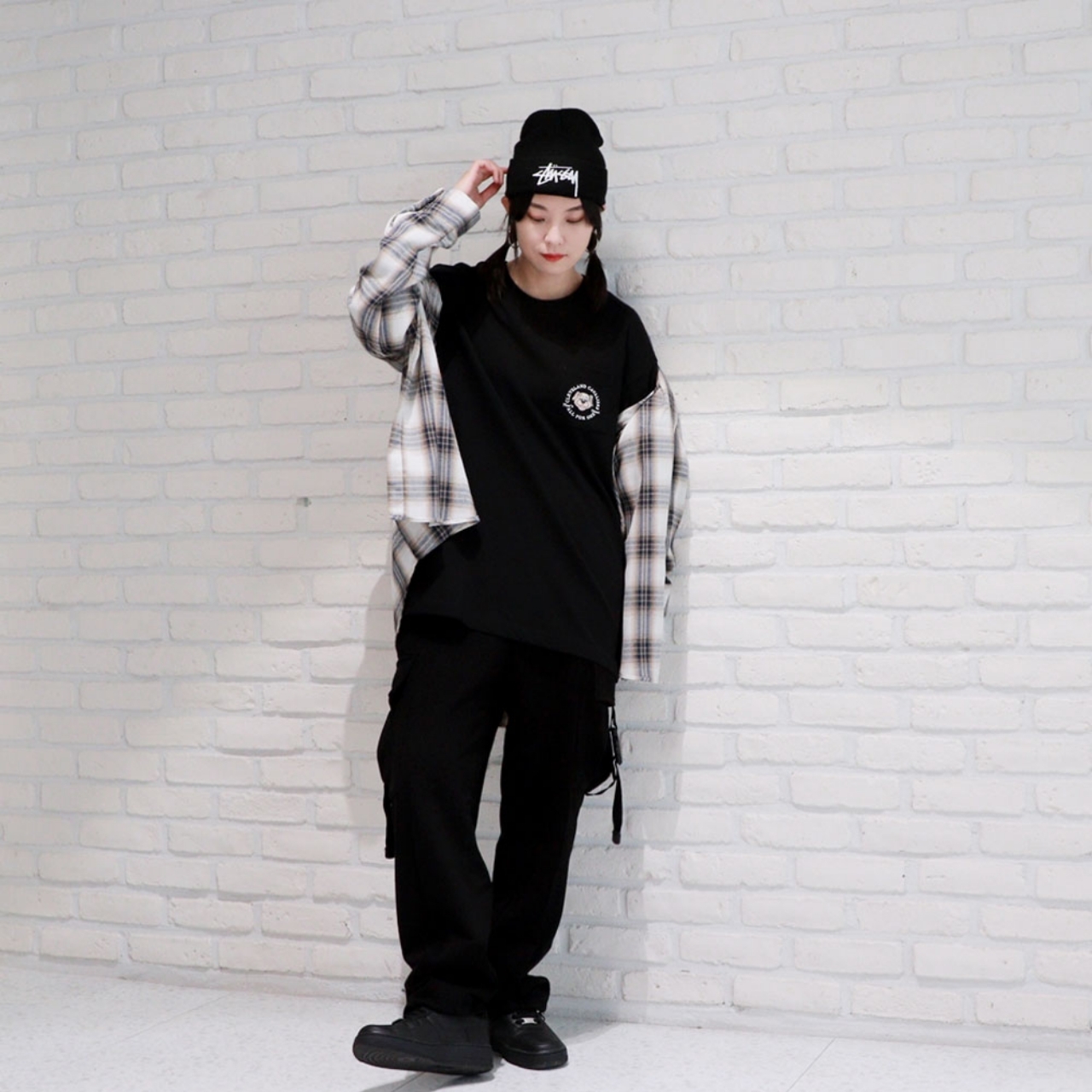 Nike Air Force 1 '07 Low Triple Black, (W) Nike Air Force 1 '07 Low Triple Black 착용 스타일