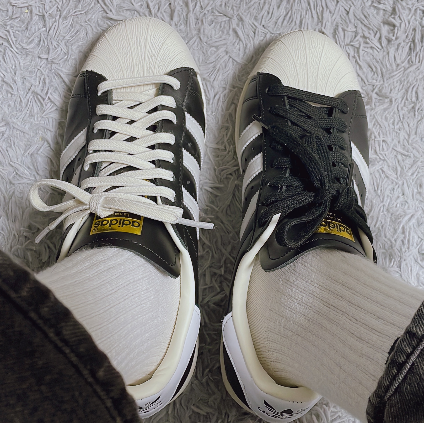 Adidas Superstar 82 FI Core Black 착용 스타일