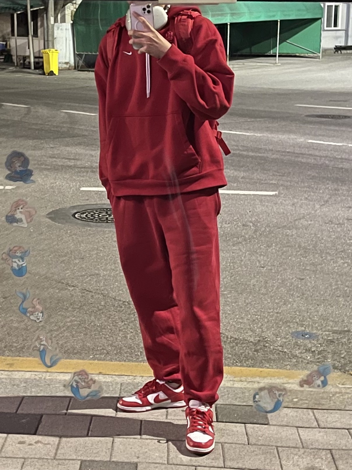 Nike M NRG Hoodie Red, Nike NRG Solo Swoosh Fleece Pants Gym Red - US/EU 착용 스타일