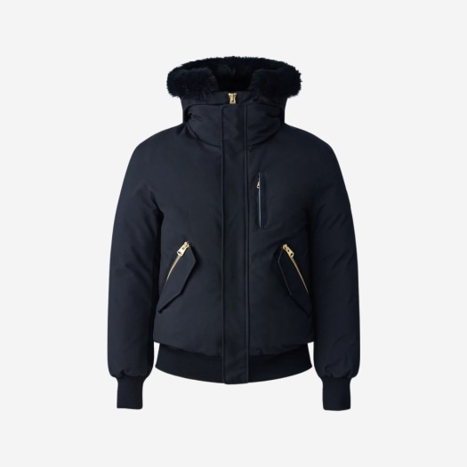 Mackage Dixon 2-In-1 Nordic Tech Down Bomber with Blue Fox Fur Black Gold