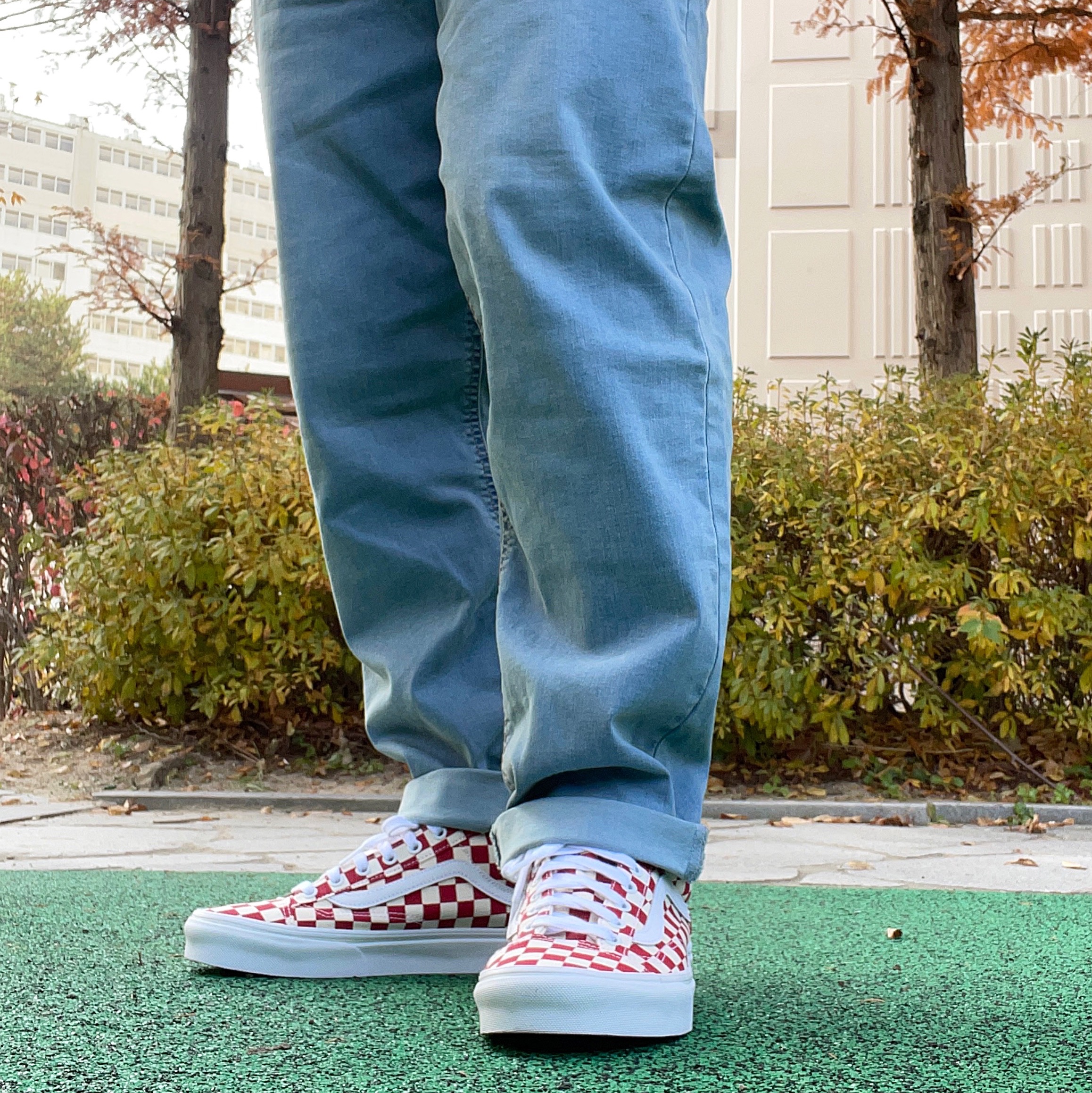 Vans Style 36 Checkerboard Racing Red 착용 스타일 - 2
