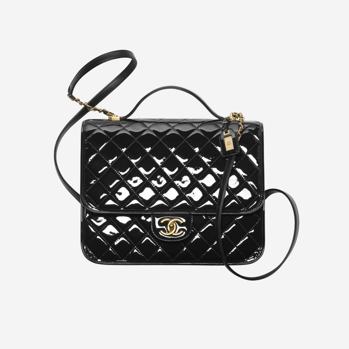 샤넬 라지 백팩 페이턴트 카프스킨 & 골드 메탈 블랙 Chanel KREAM