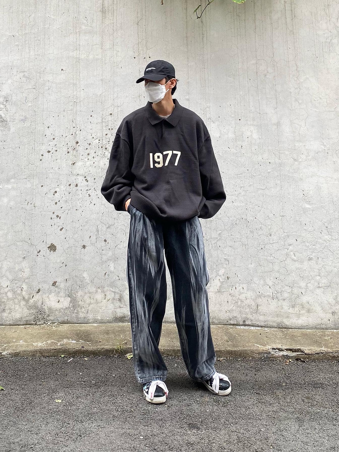 Essentials 1977 Knit Long Sleeve Polo Iron - 22SS, Nike x Peaceminusone Air Force 1 Low Para-Noise 착용 스타일 - 2