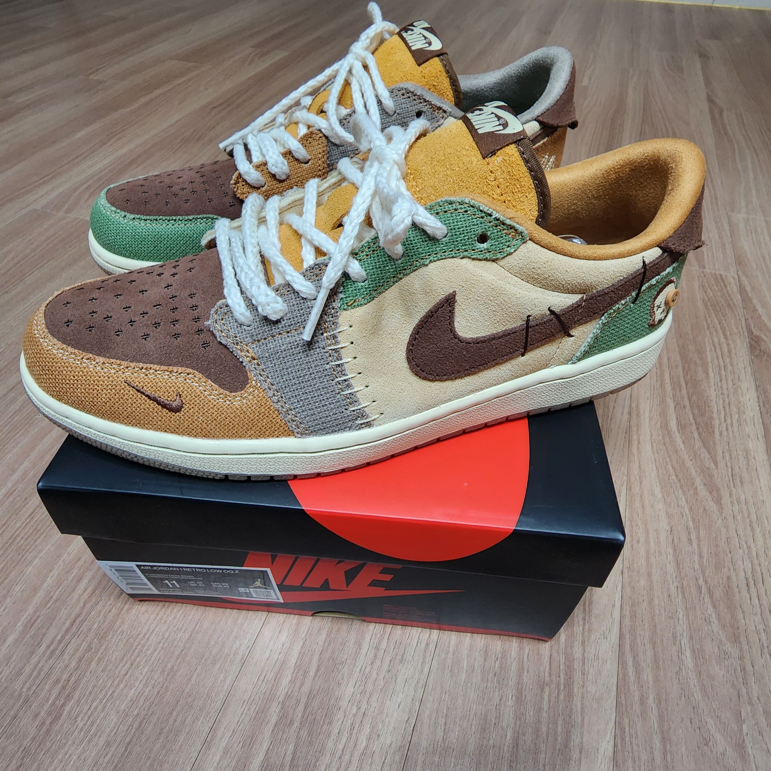 Jordan 1 x Zion Williamson Retro Low OG Flax and Oil Green 착용 스타일