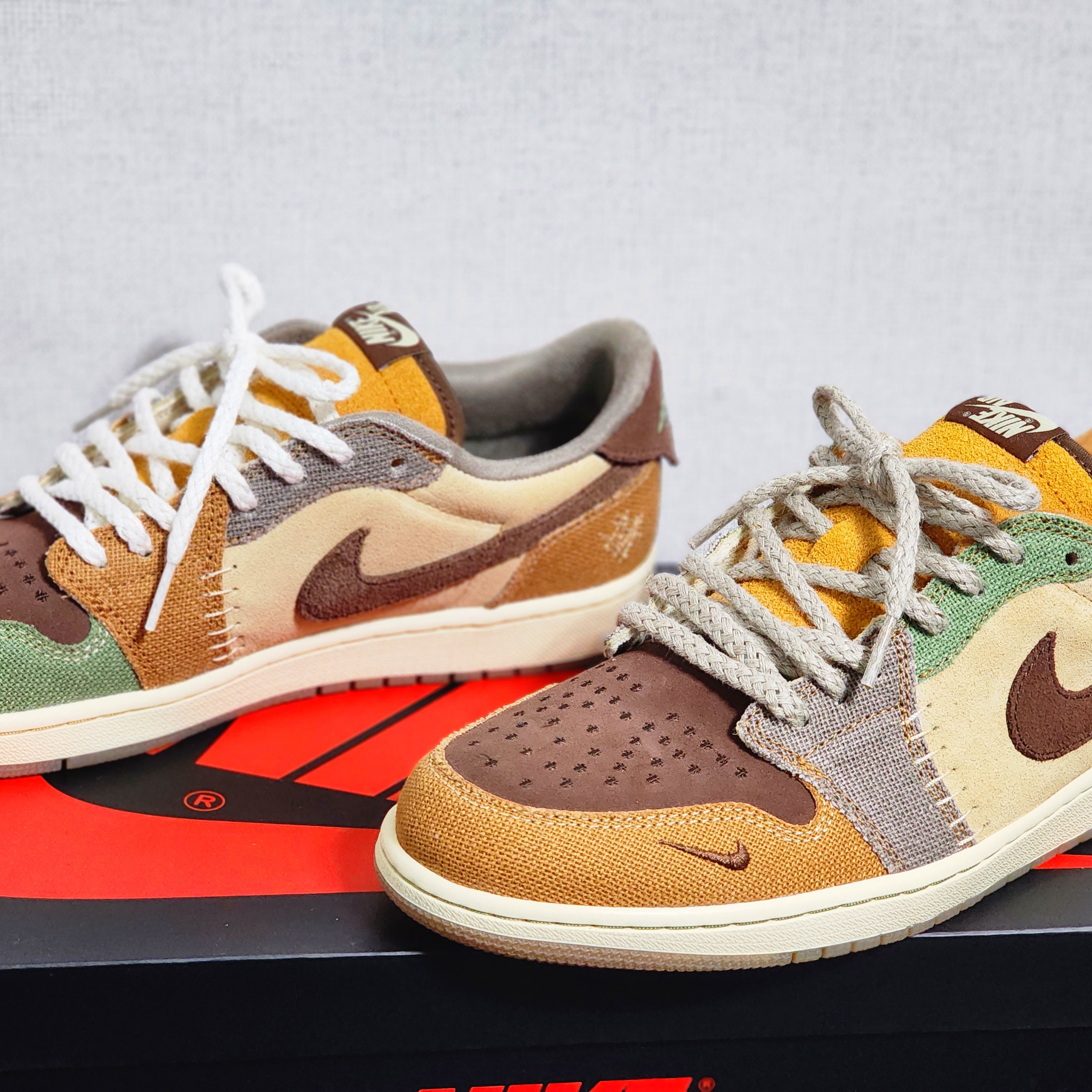Jordan 1 x Zion Williamson Retro Low OG Flax and Oil Green 착용 스타일 - 3