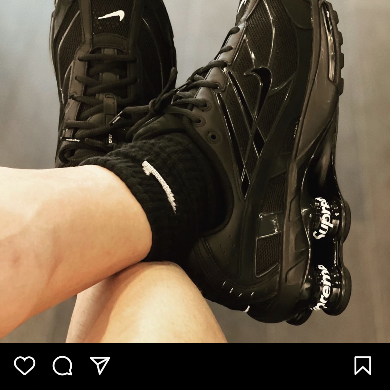 Nike x Supreme Shox Ride 2 SP Black 착용 스타일 - 2