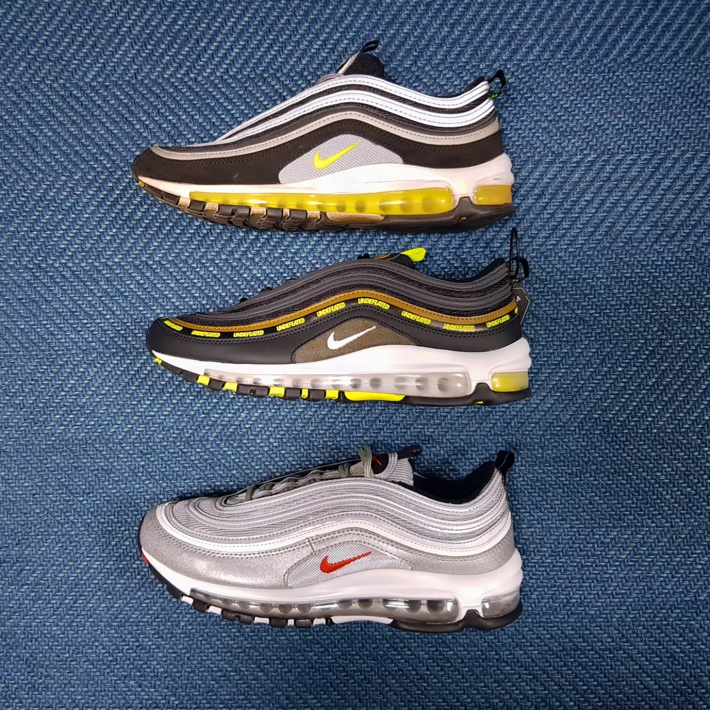 Nike Air Max 97 OG Silver Bullet 2022, Nike Air Max 97 OG Black Volt Asia 착용 스타일