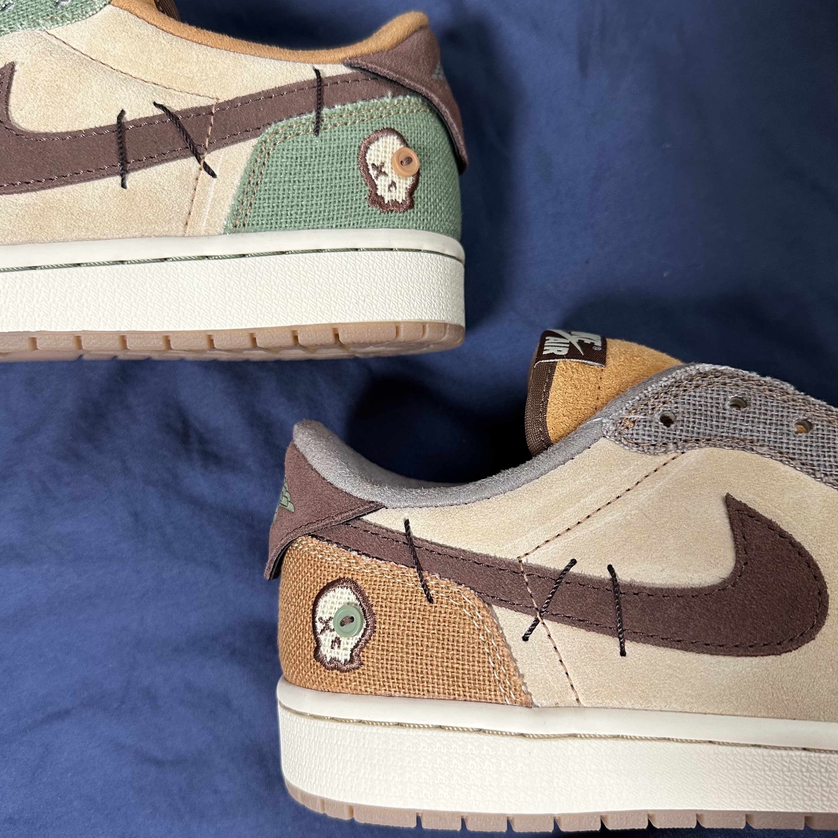 Jordan 1 x Zion Williamson Retro Low OG Flax and Oil Green 착용 스타일 - 3