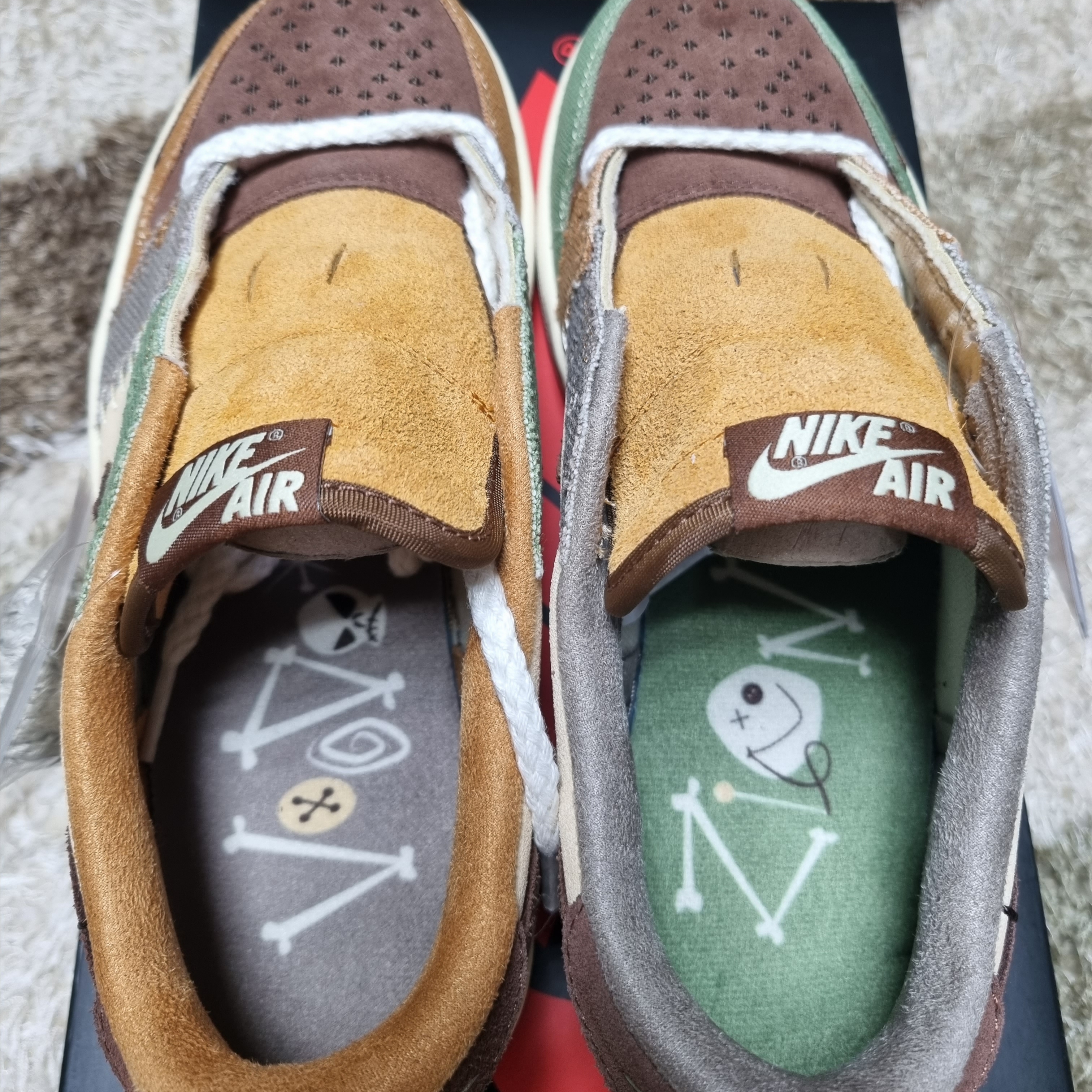 Jordan 1 x Zion Williamson Retro Low OG Flax and Oil Green 착용 스타일 - 4