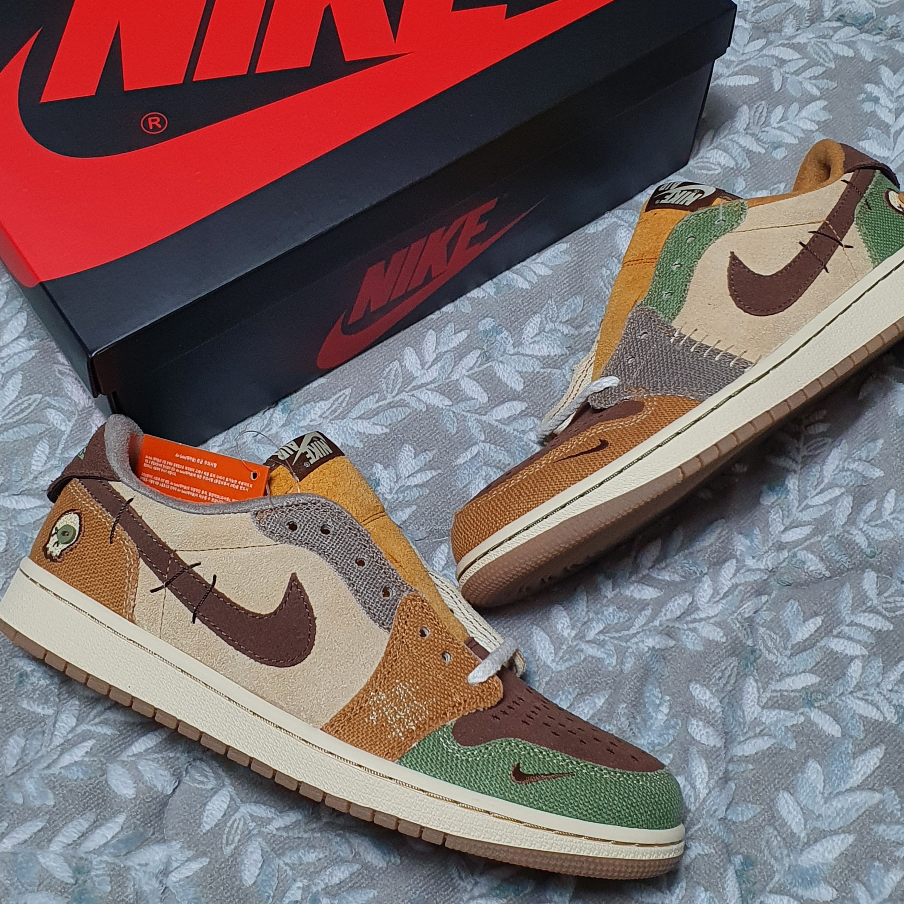Jordan 1 x Zion Williamson Retro Low OG Flax and Oil Green 착용 스타일
