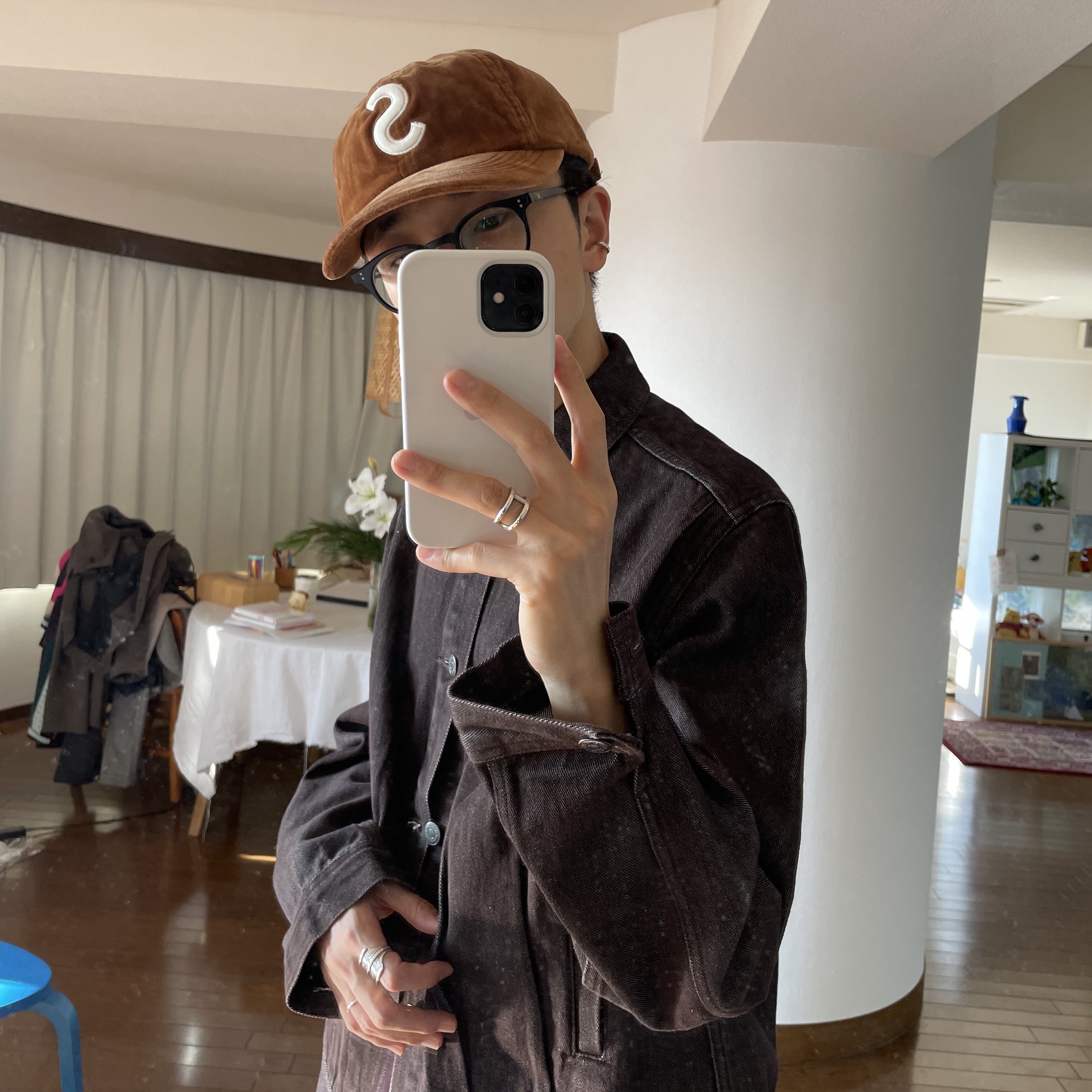 Auralee Washed Hard Twist Denim Blouson Brown - 21AW, Auralee Hard Twist Denim 5P Pants Brown - 21AW 착용 스타일 - 5